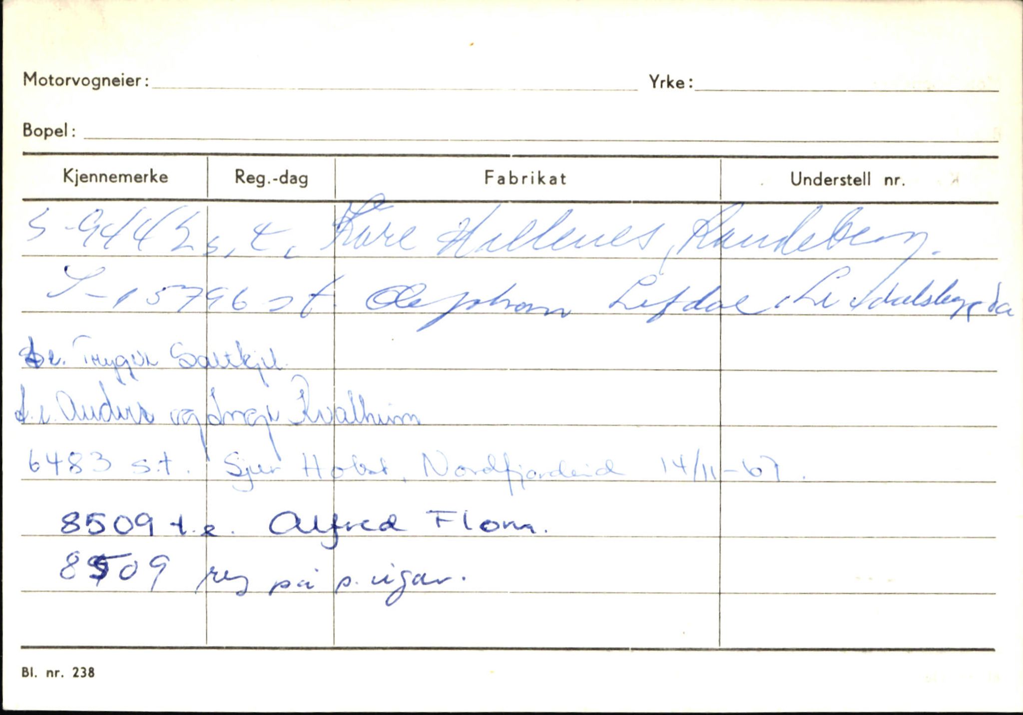 Statens vegvesen, Sogn og Fjordane vegkontor, SAB/A-5301/4/F/L0145: Registerkort Vågsøy S-Å. Årdal I-P, 1945-1975, p. 2