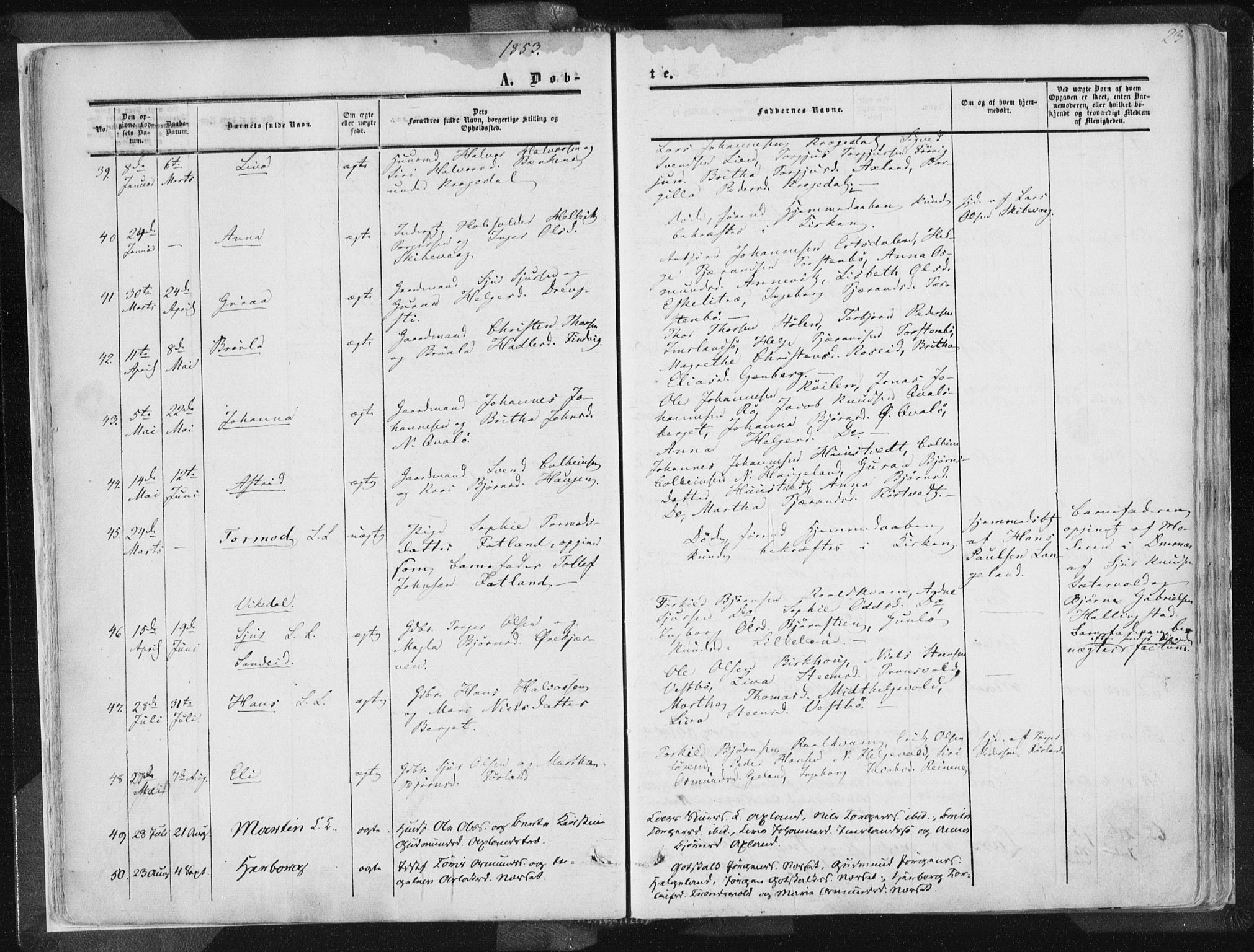 Vikedal sokneprestkontor, AV/SAST-A-101840/01/IV: Parish register (official) no. A 6.1, 1851-1867, p. 23