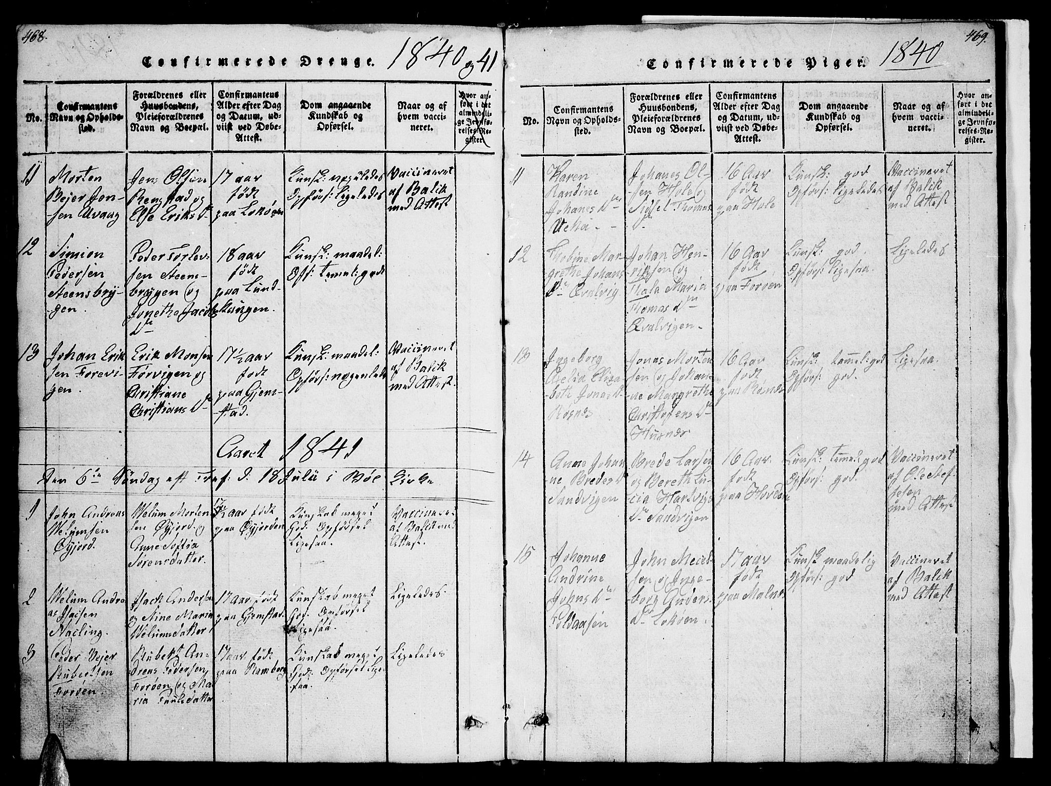Ministerialprotokoller, klokkerbøker og fødselsregistre - Nordland, AV/SAT-A-1459/891/L1312: Parish register (copy) no. 891C01, 1820-1856, p. 468-469