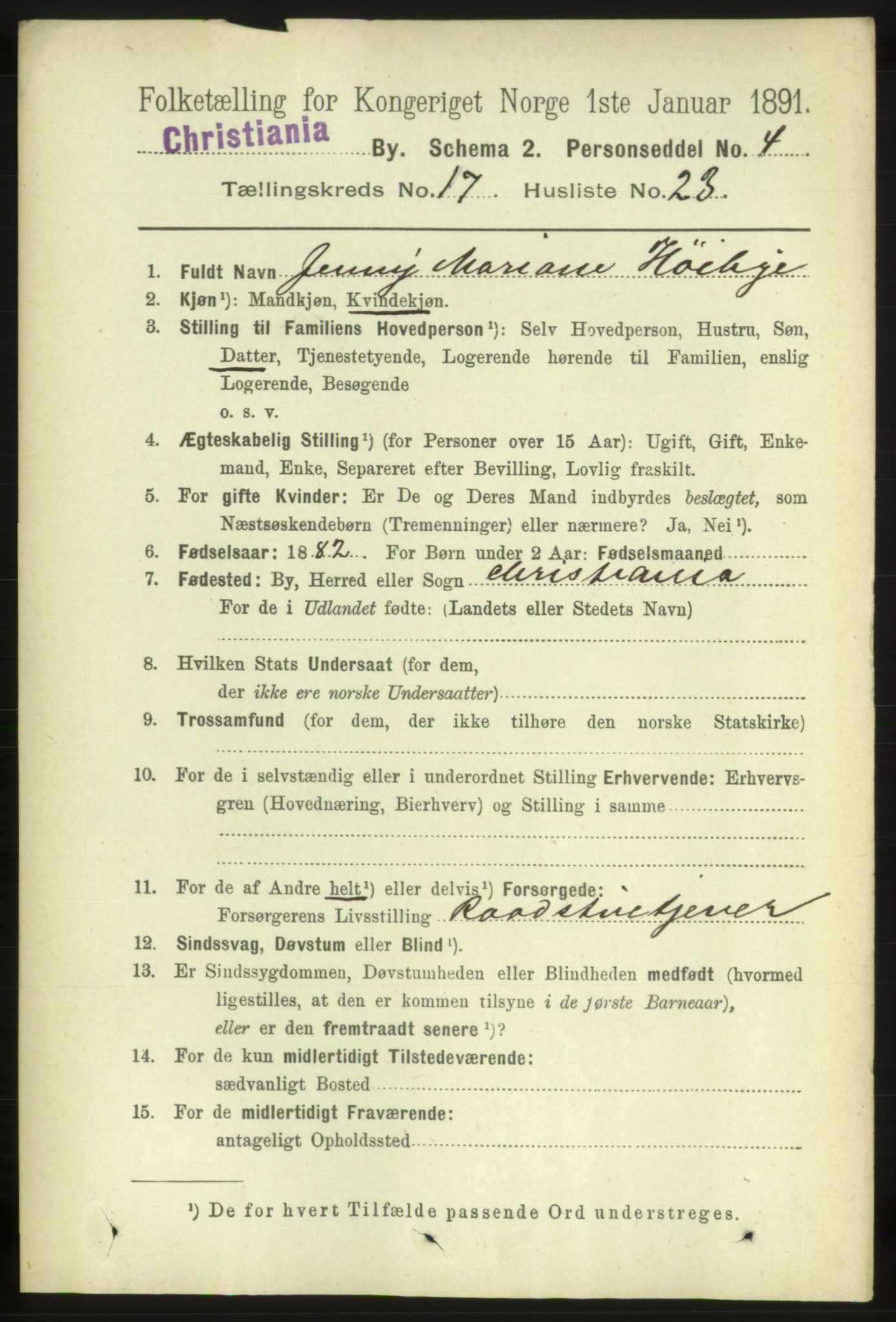 RA, 1891 census for 0301 Kristiania, 1891, p. 8692