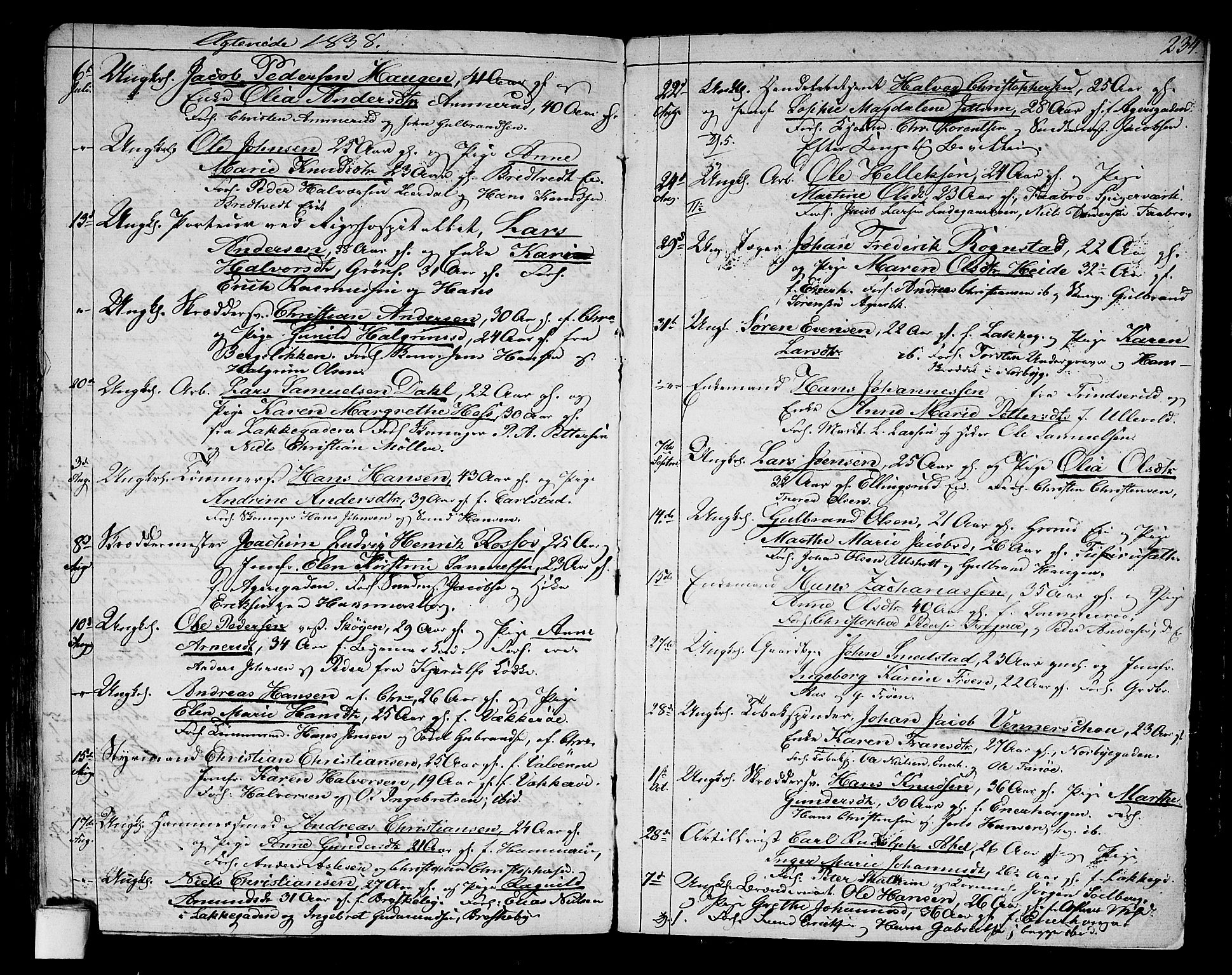 Aker prestekontor kirkebøker, AV/SAO-A-10861/G/L0006: Parish register (copy) no. 6, 1830-1838, p. 234