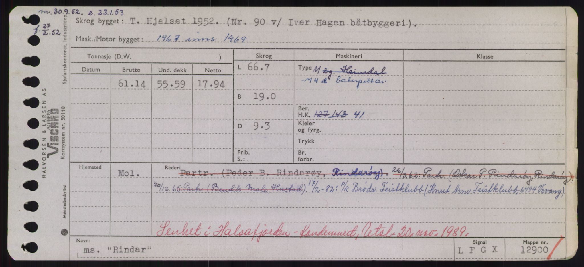 Sjøfartsdirektoratet med forløpere, Skipsmålingen, RA/S-1627/H/Hd/L0030: Fartøy, Q-Riv, p. 539