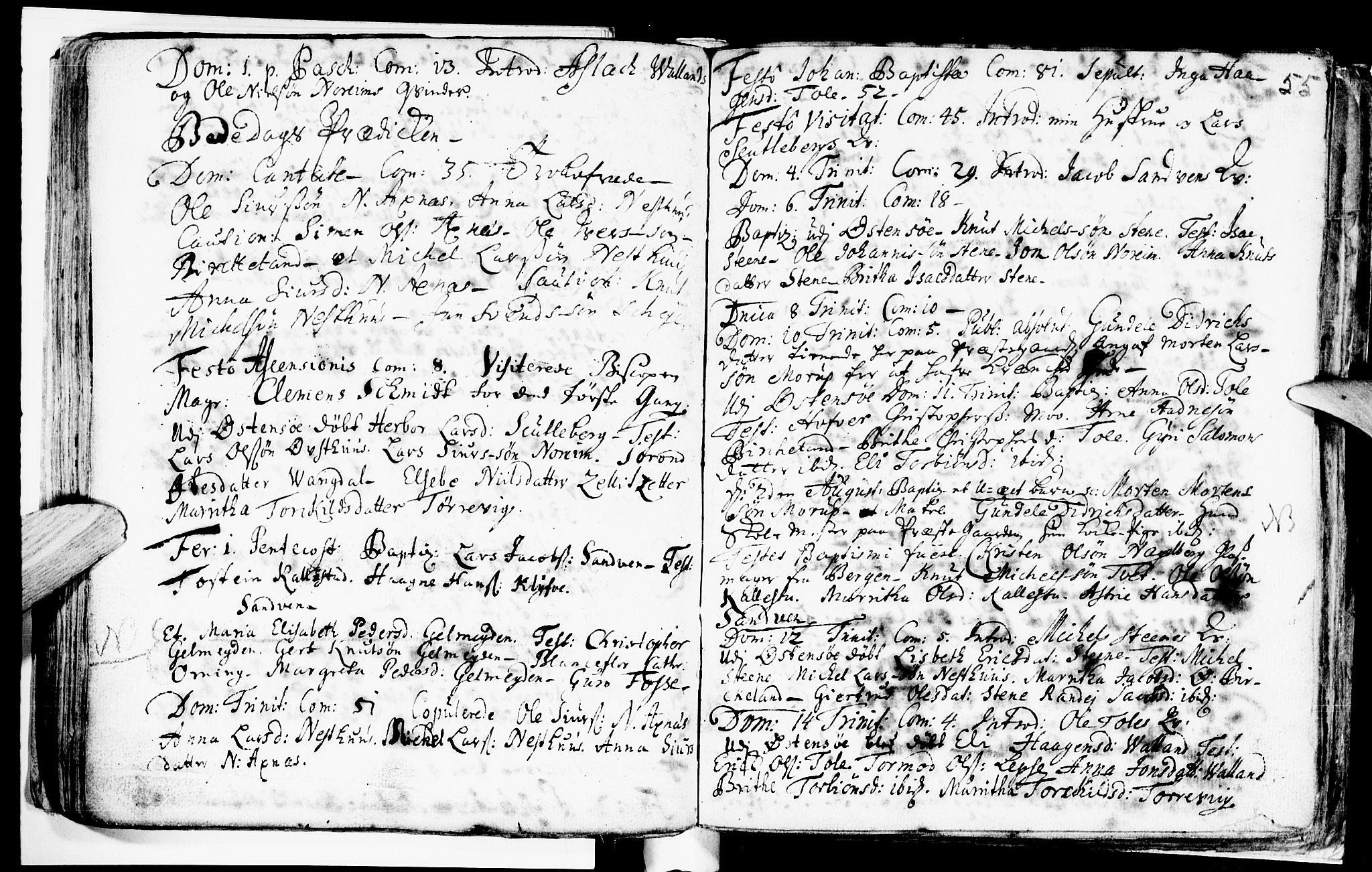 Kvam sokneprestembete, AV/SAB-A-76201/H/Haa: Parish register (official) no. A 2, 1696-1741, p. 55