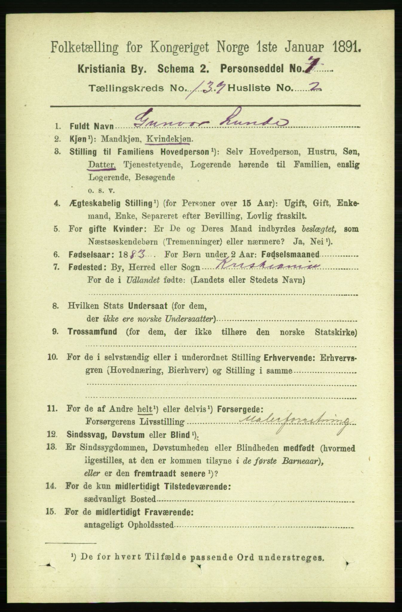 RA, 1891 census for 0301 Kristiania, 1891, p. 77070