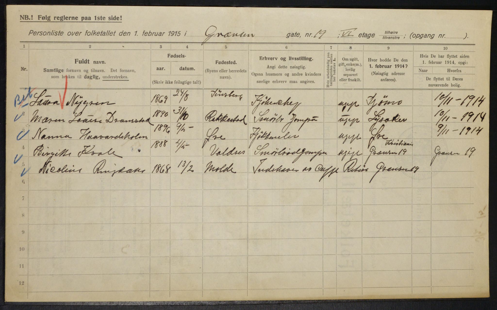 OBA, Municipal Census 1915 for Kristiania, 1915, p. 29498