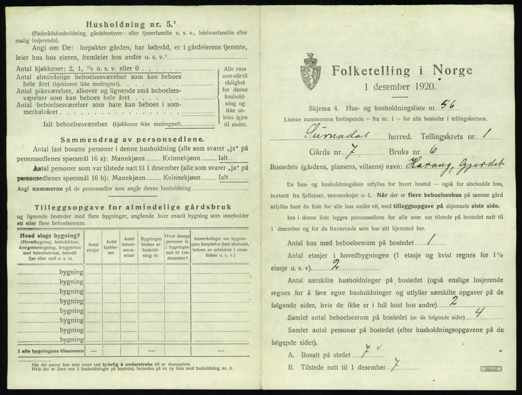 SAT, 1920 census for Surnadal, 1920, p. 153