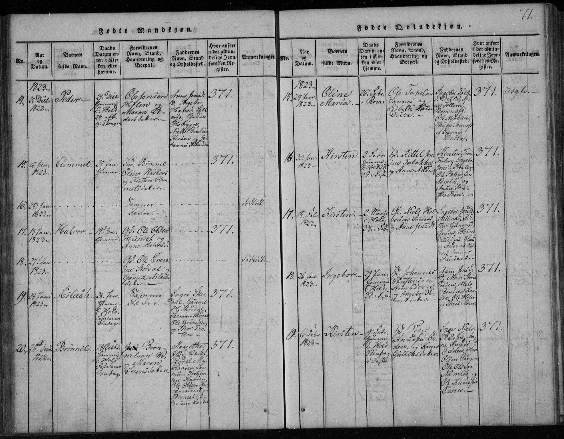 Holla kirkebøker, SAKO/A-272/F/Fa/L0003: Parish register (official) no. 3, 1815-1830, p. 71