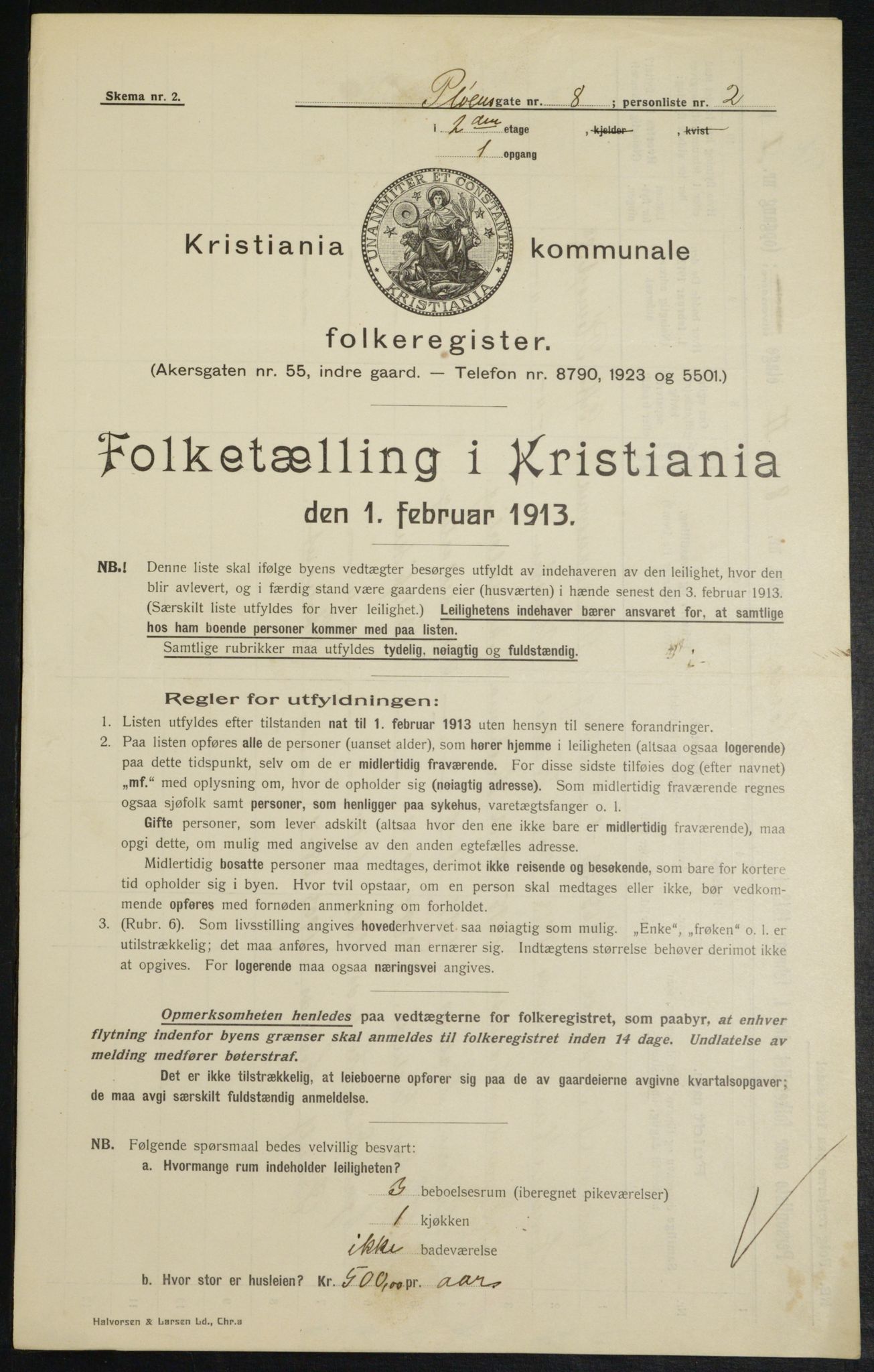 OBA, Municipal Census 1913 for Kristiania, 1913, p. 81071