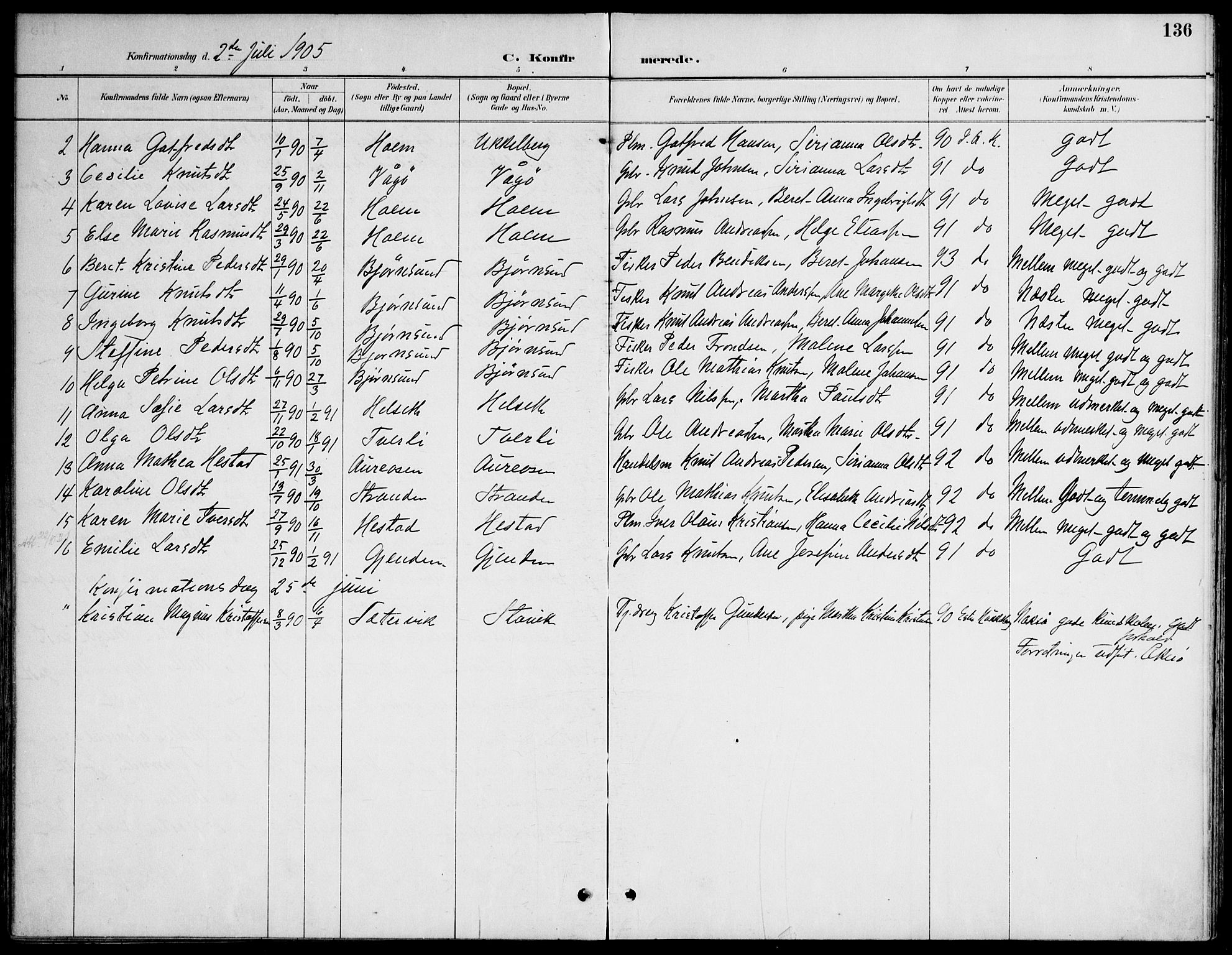 Ministerialprotokoller, klokkerbøker og fødselsregistre - Møre og Romsdal, AV/SAT-A-1454/565/L0750: Parish register (official) no. 565A04, 1887-1905, p. 136