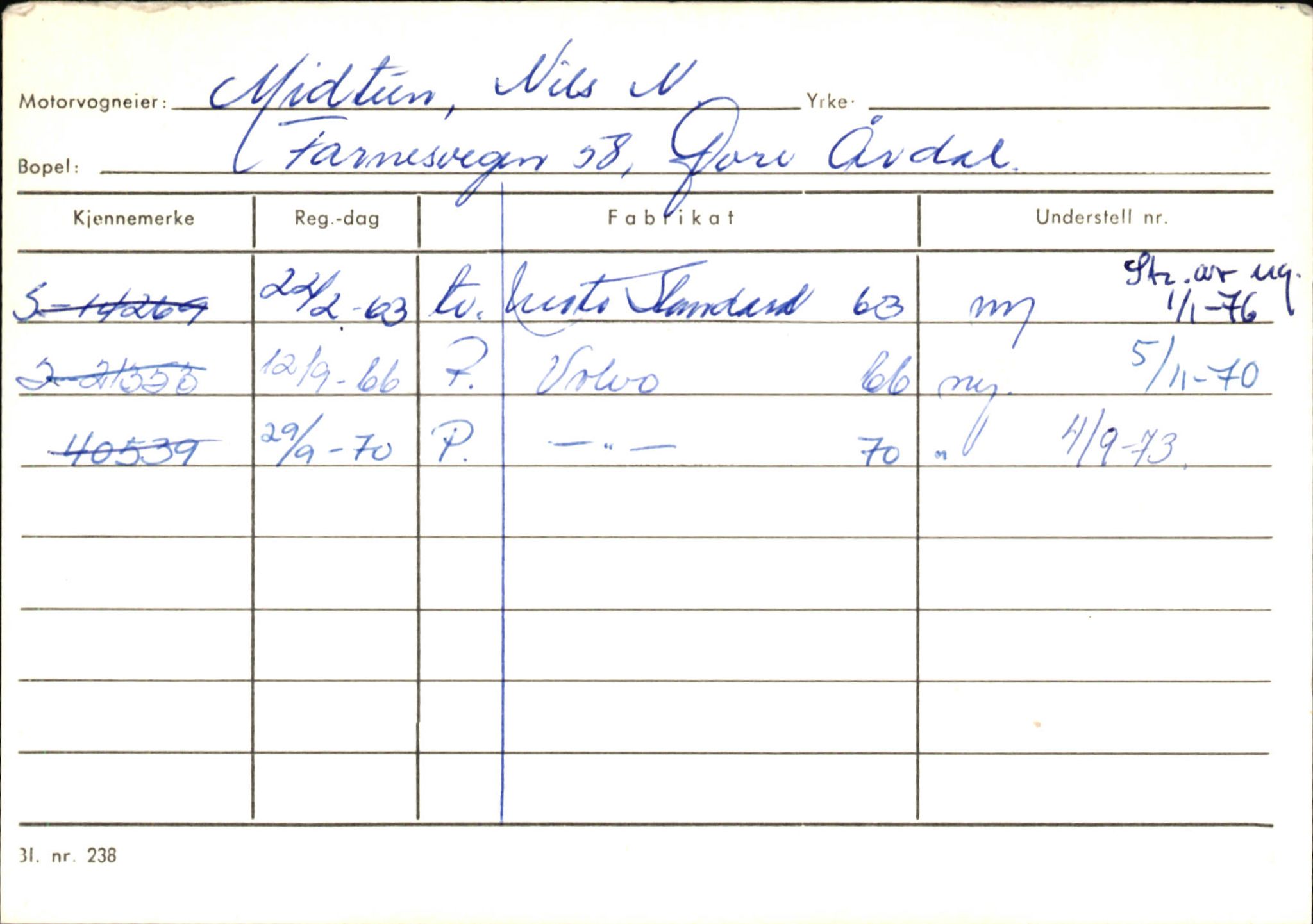 Statens vegvesen, Sogn og Fjordane vegkontor, SAB/A-5301/4/F/L0145: Registerkort Vågsøy S-Å. Årdal I-P, 1945-1975, p. 1715