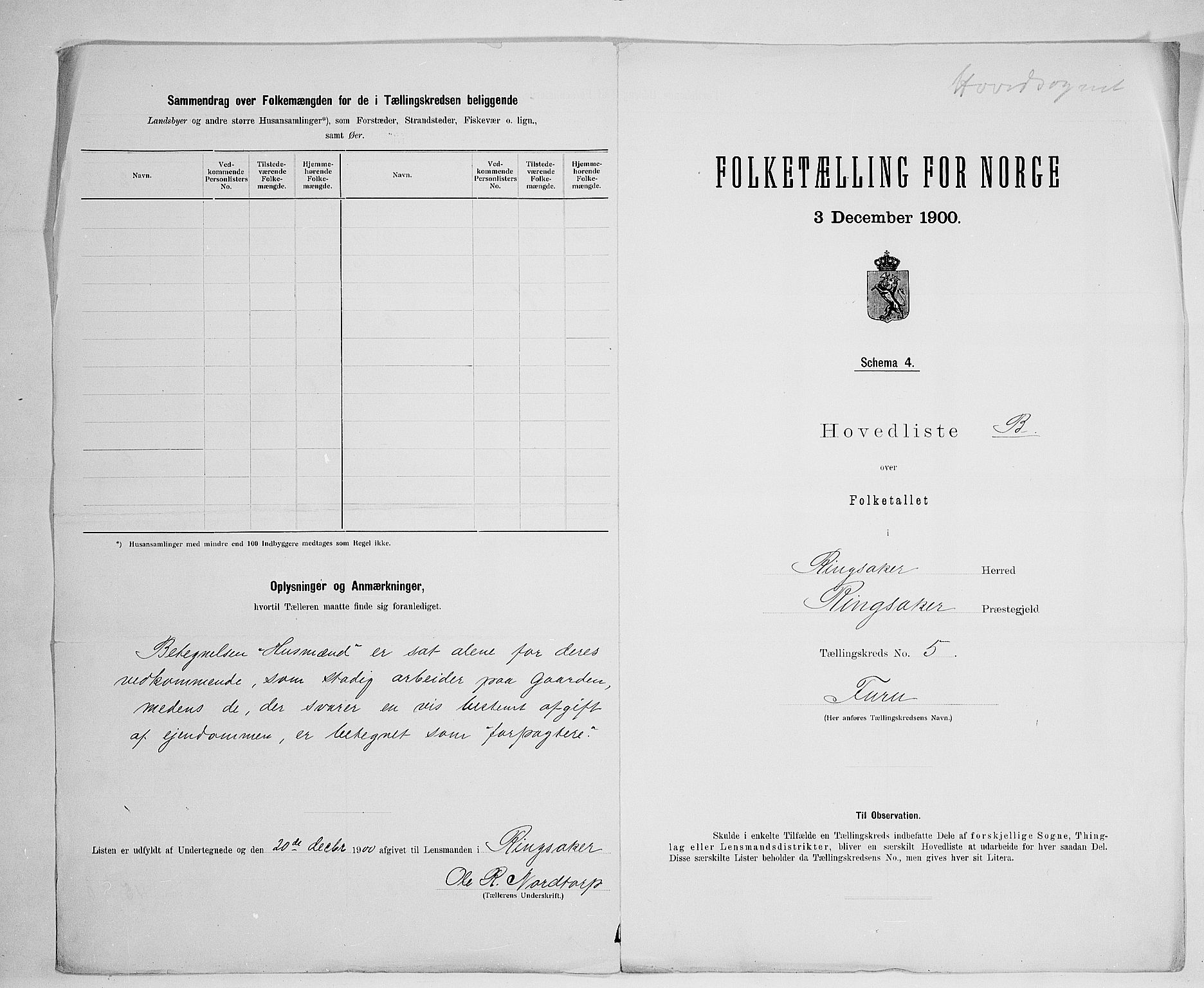 SAH, 1900 census for Ringsaker, 1900, p. 47