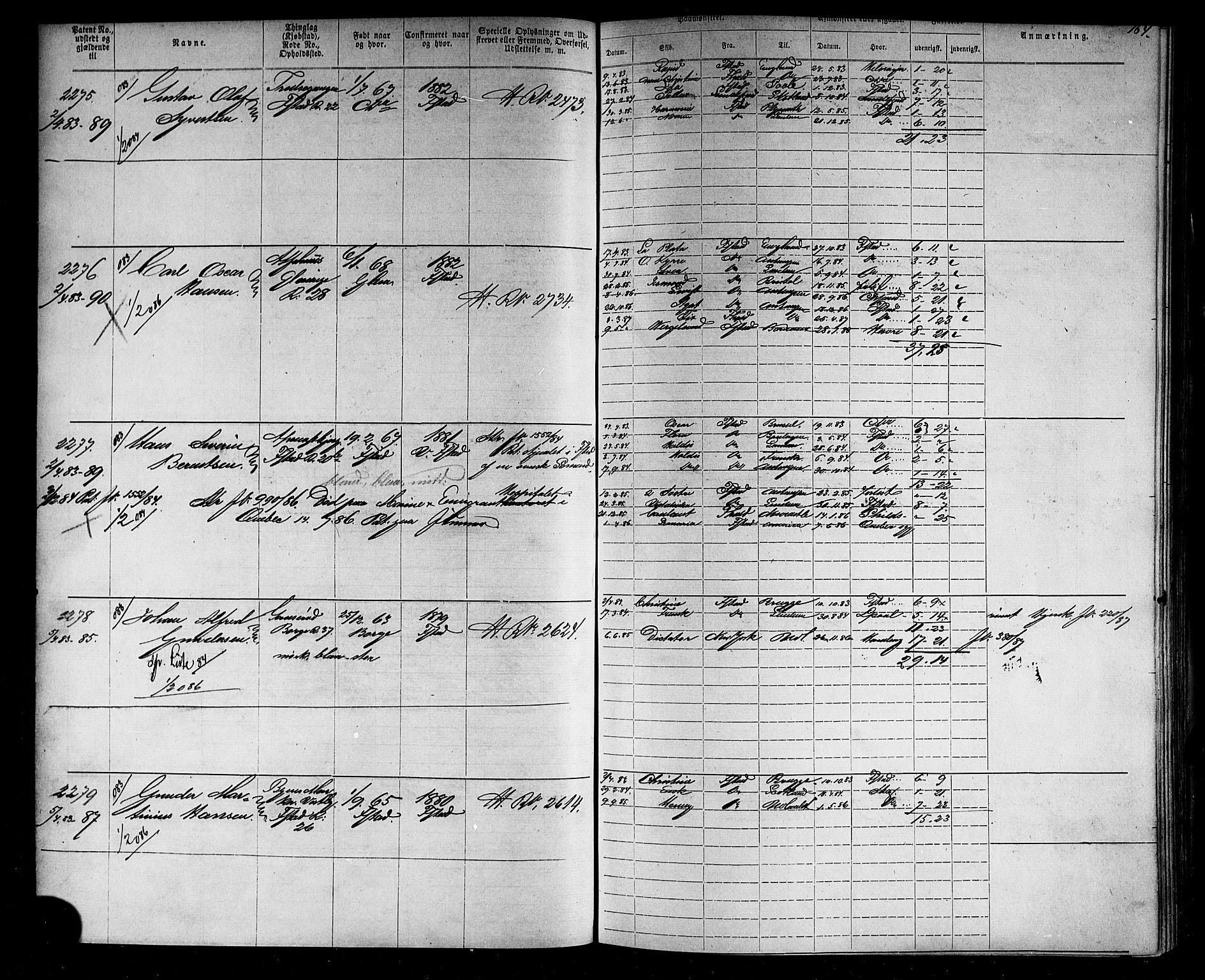 Fredrikstad mønstringskontor, AV/SAO-A-10569b/F/Fc/Fca/L0005: Annotasjonsrulle, 1884-1899, p. 169