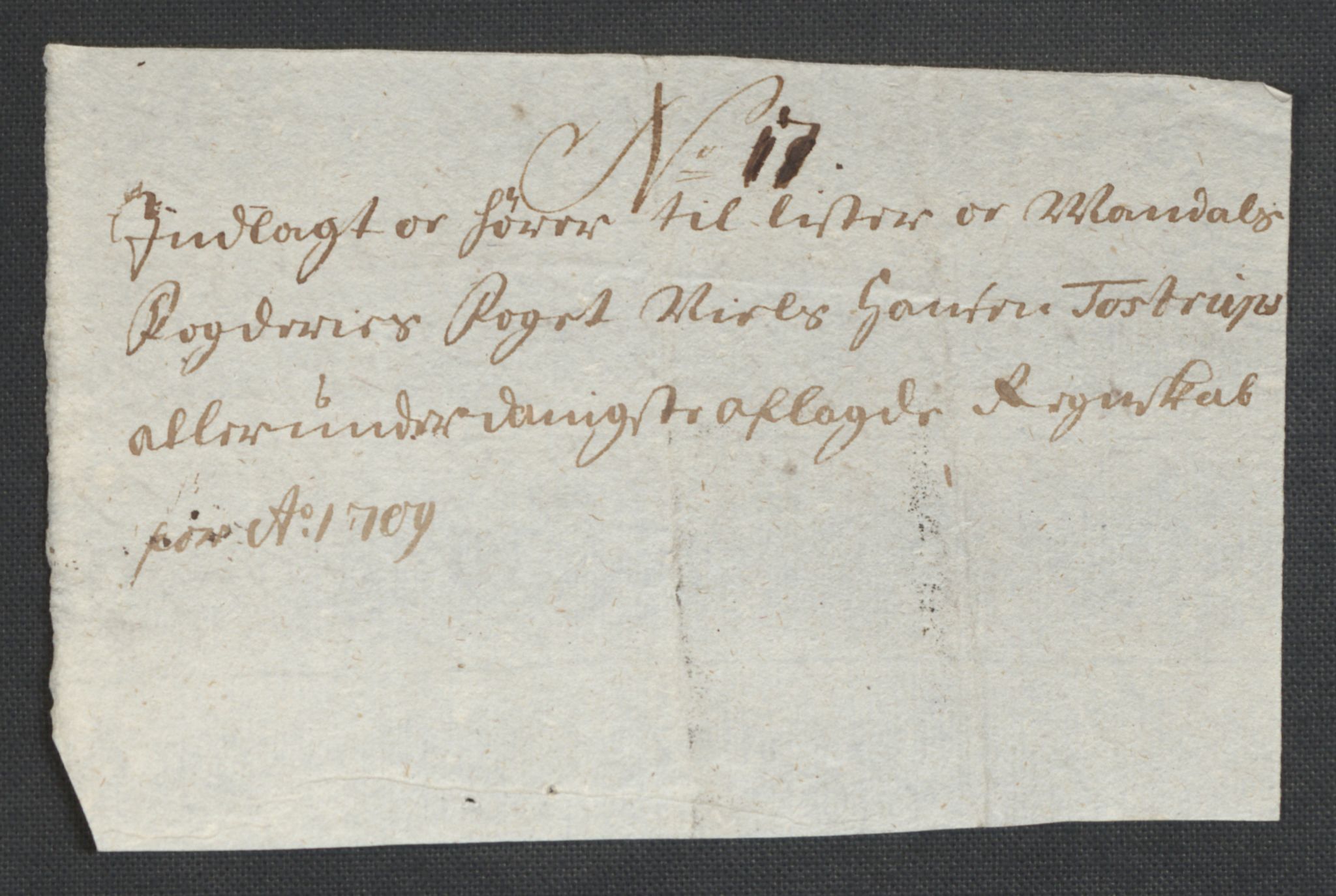Rentekammeret inntil 1814, Reviderte regnskaper, Fogderegnskap, RA/EA-4092/R43/L2552: Fogderegnskap Lista og Mandal, 1705-1709, p. 273
