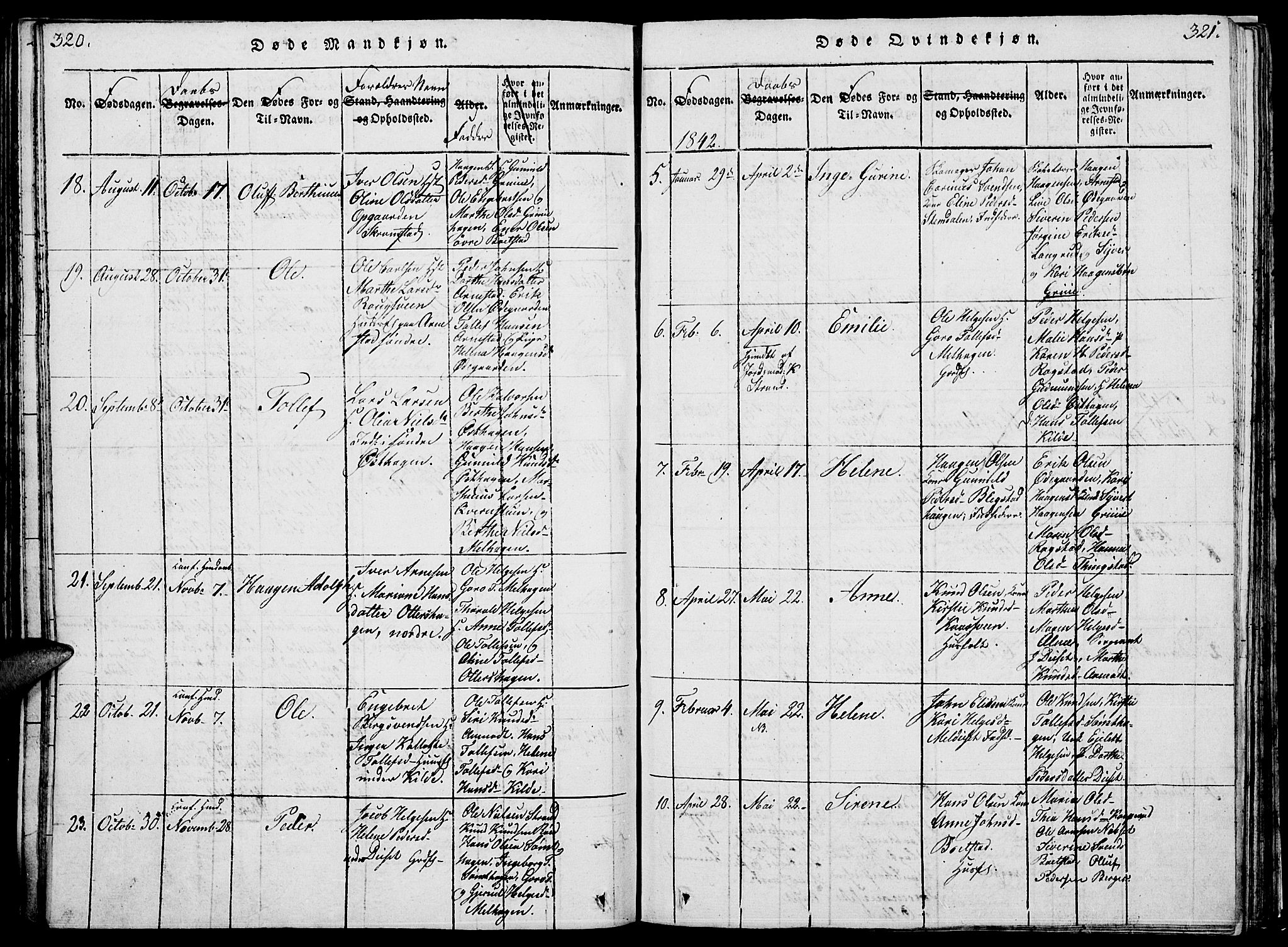 Åmot prestekontor, Hedmark, SAH/PREST-056/H/Ha/Hab/L0001: Parish register (copy) no. 1, 1815-1847, p. 320-321