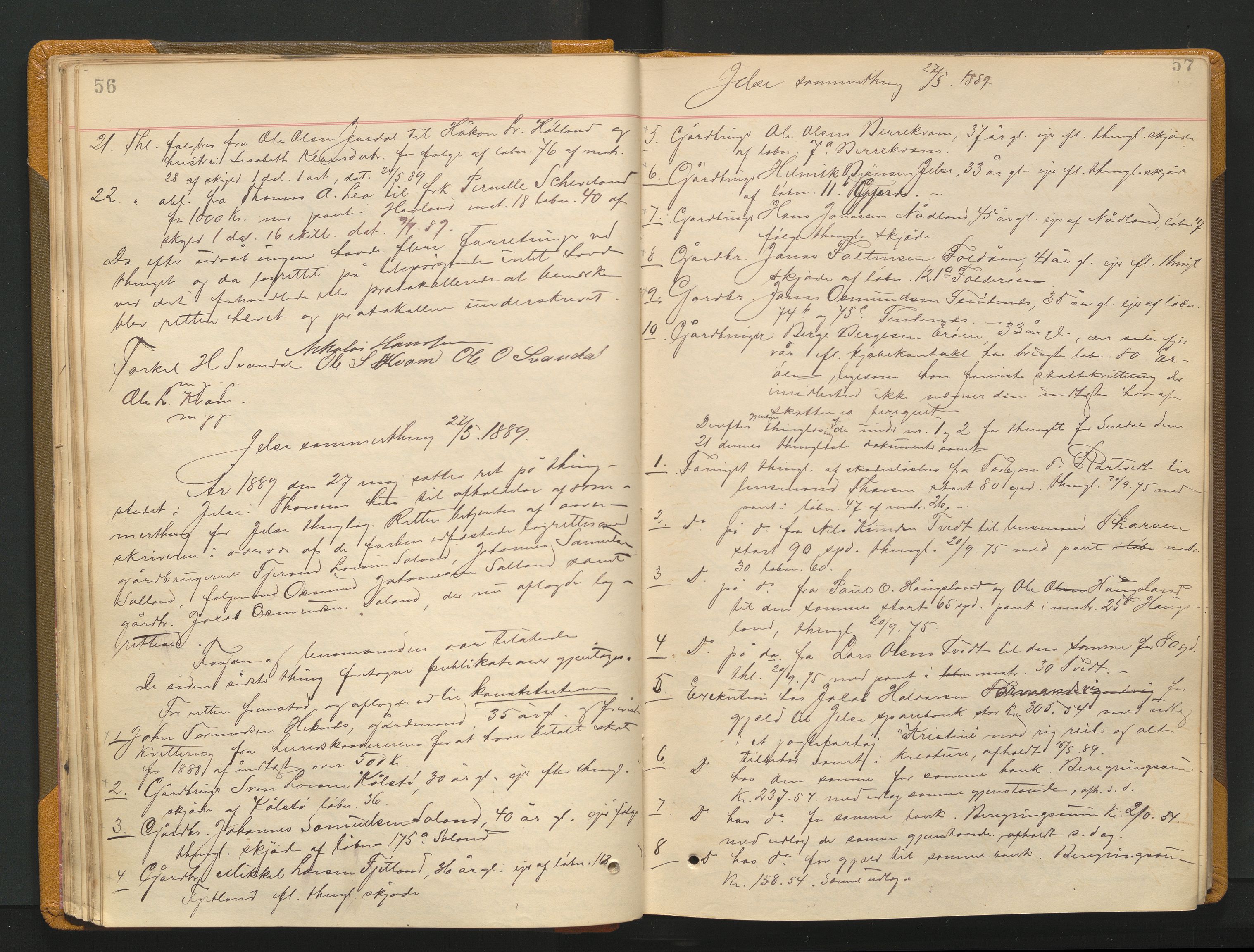 Ryfylke tingrett, AV/SAST-A-100055/001/I/IB/IB0/L0015: Tingbok, Ryfylke, 1889-1891, p. 56-57