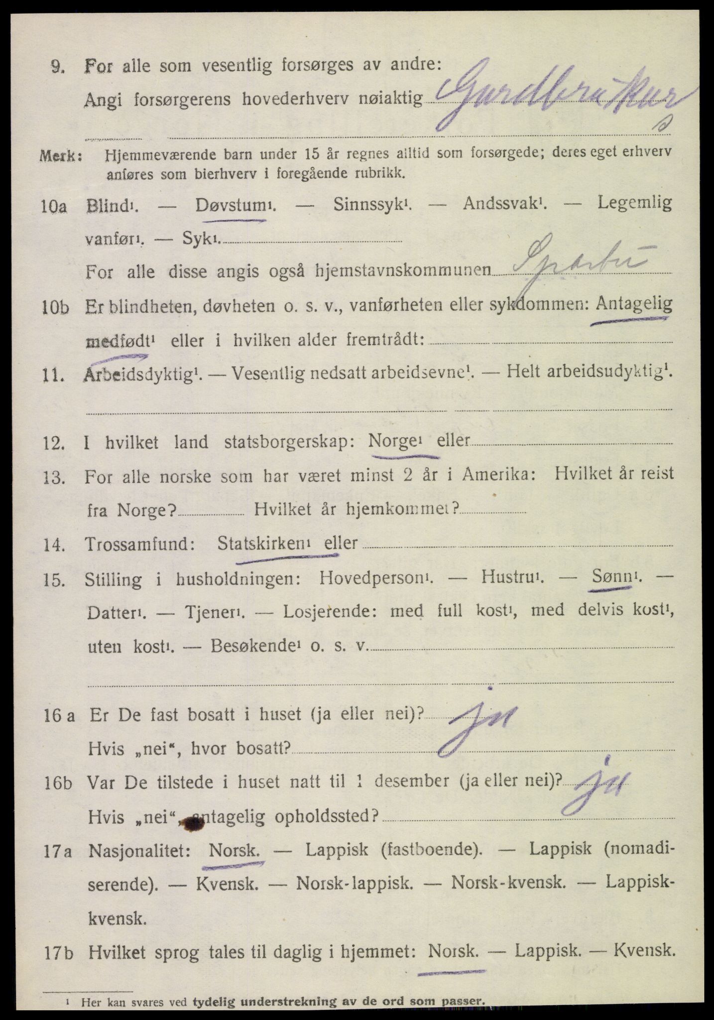 SAT, 1920 census for Sparbu, 1920, p. 5204
