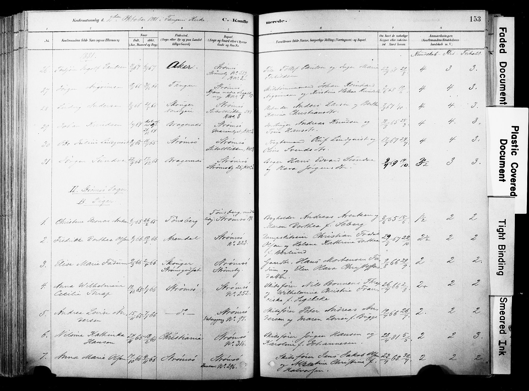 Strømsø kirkebøker, AV/SAKO-A-246/F/Fb/L0006: Parish register (official) no. II 6, 1879-1910, p. 153