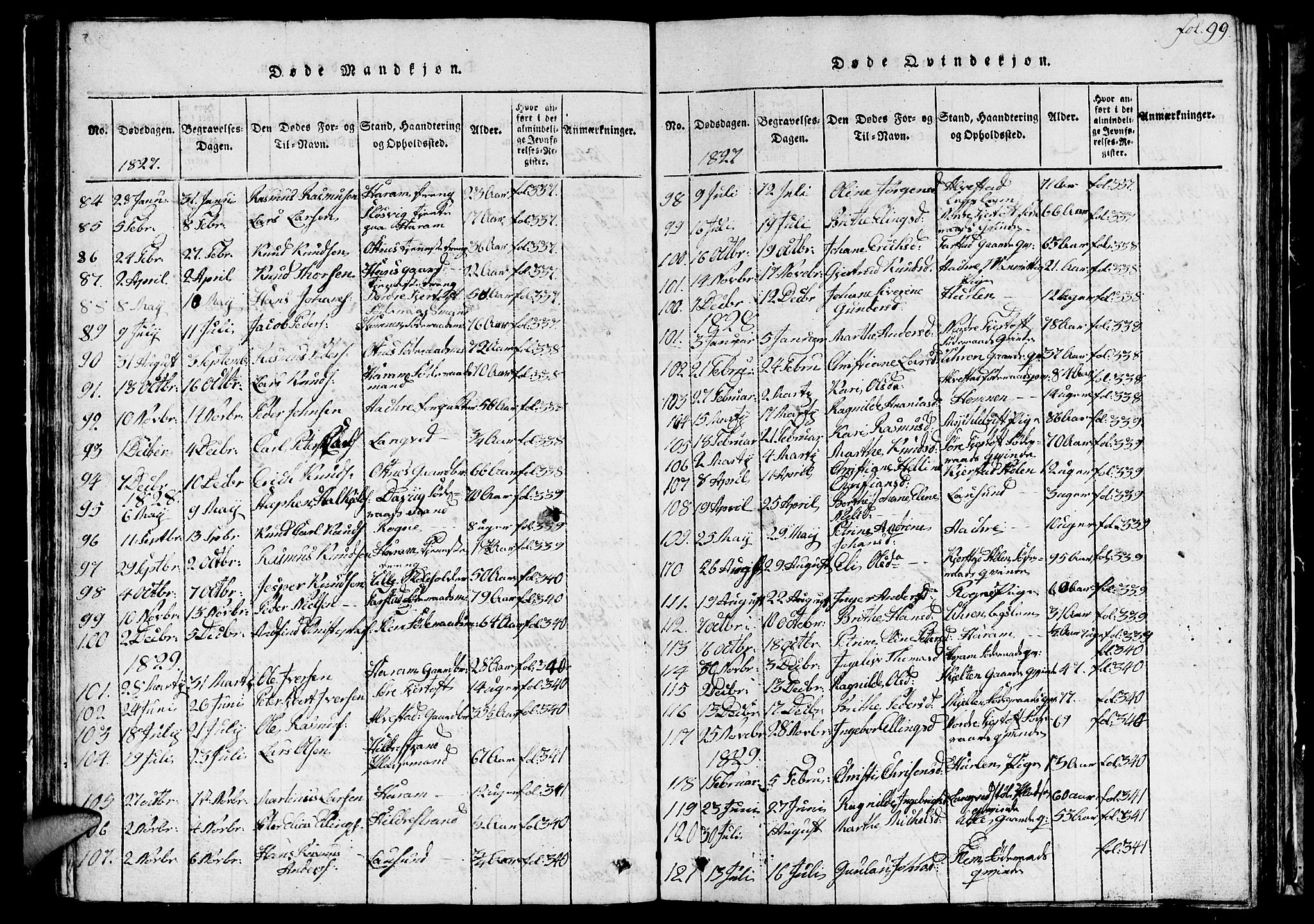 Ministerialprotokoller, klokkerbøker og fødselsregistre - Møre og Romsdal, AV/SAT-A-1454/536/L0506: Parish register (copy) no. 536C01, 1818-1859, p. 99