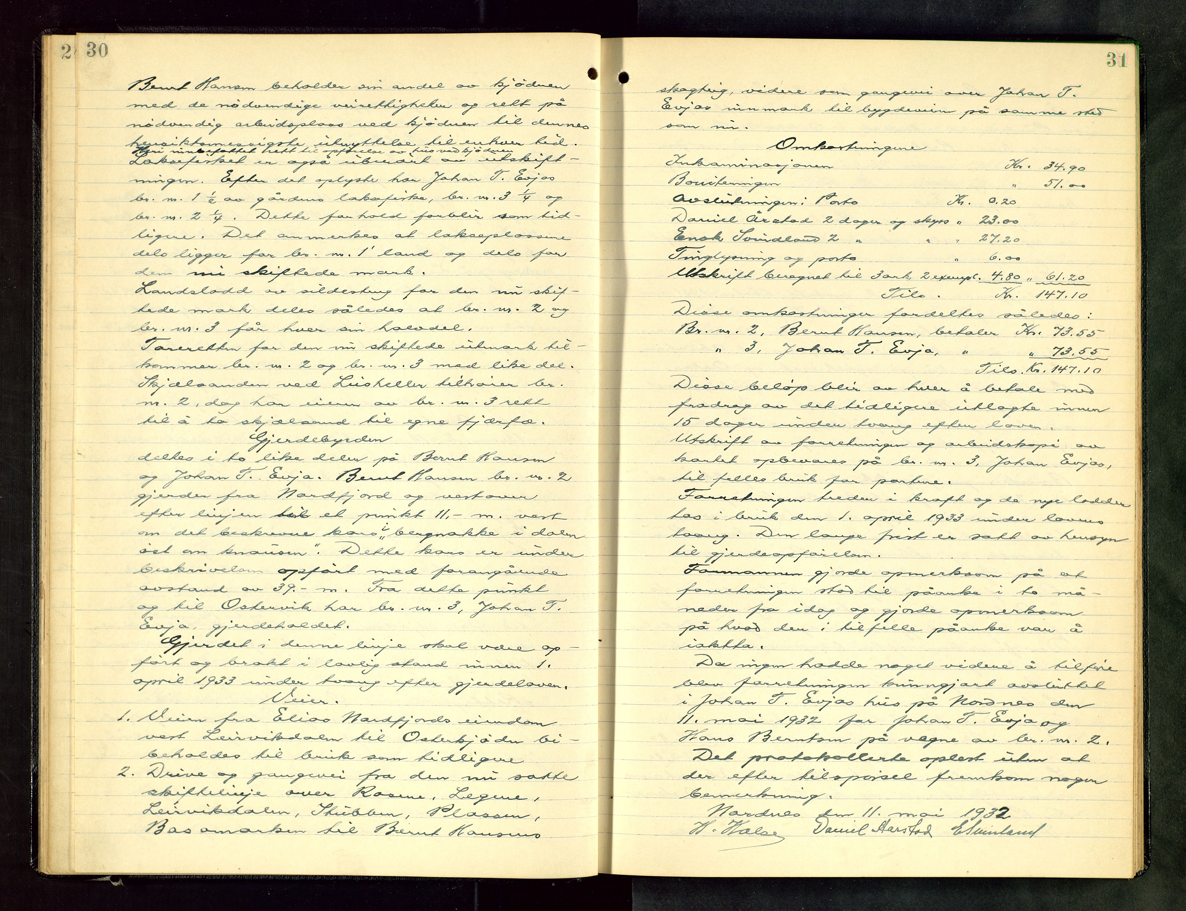 Rogaland jordskifterett, SAST/A-102426/Oa/L0084: Forhandlingsprotokoll, 1932-1933, p. 30-31