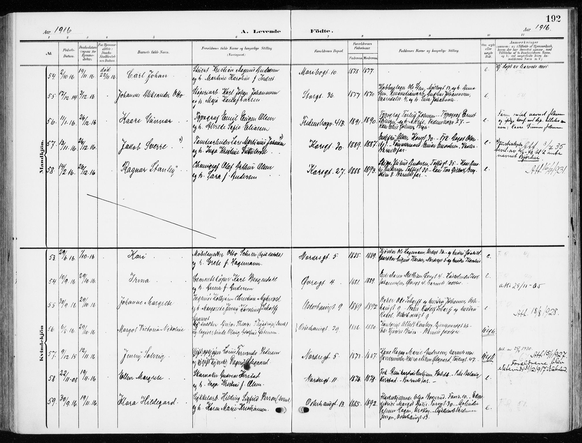 Jakob prestekontor Kirkebøker, AV/SAO-A-10850/F/Fa/L0005b: Parish register (official) no. 5b, 1904-1922, p. 192