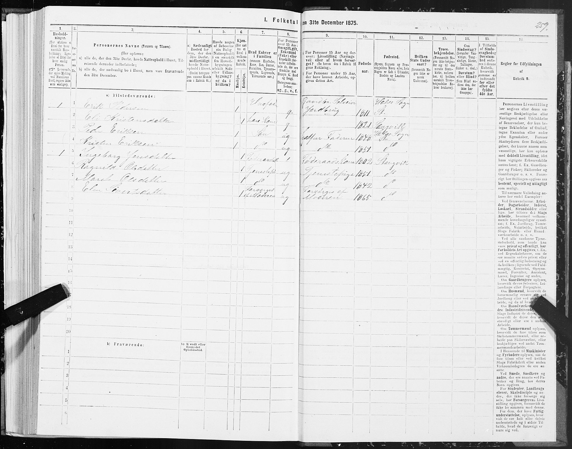 SAT, 1875 census for 1564P Stangvik, 1875, p. 4259