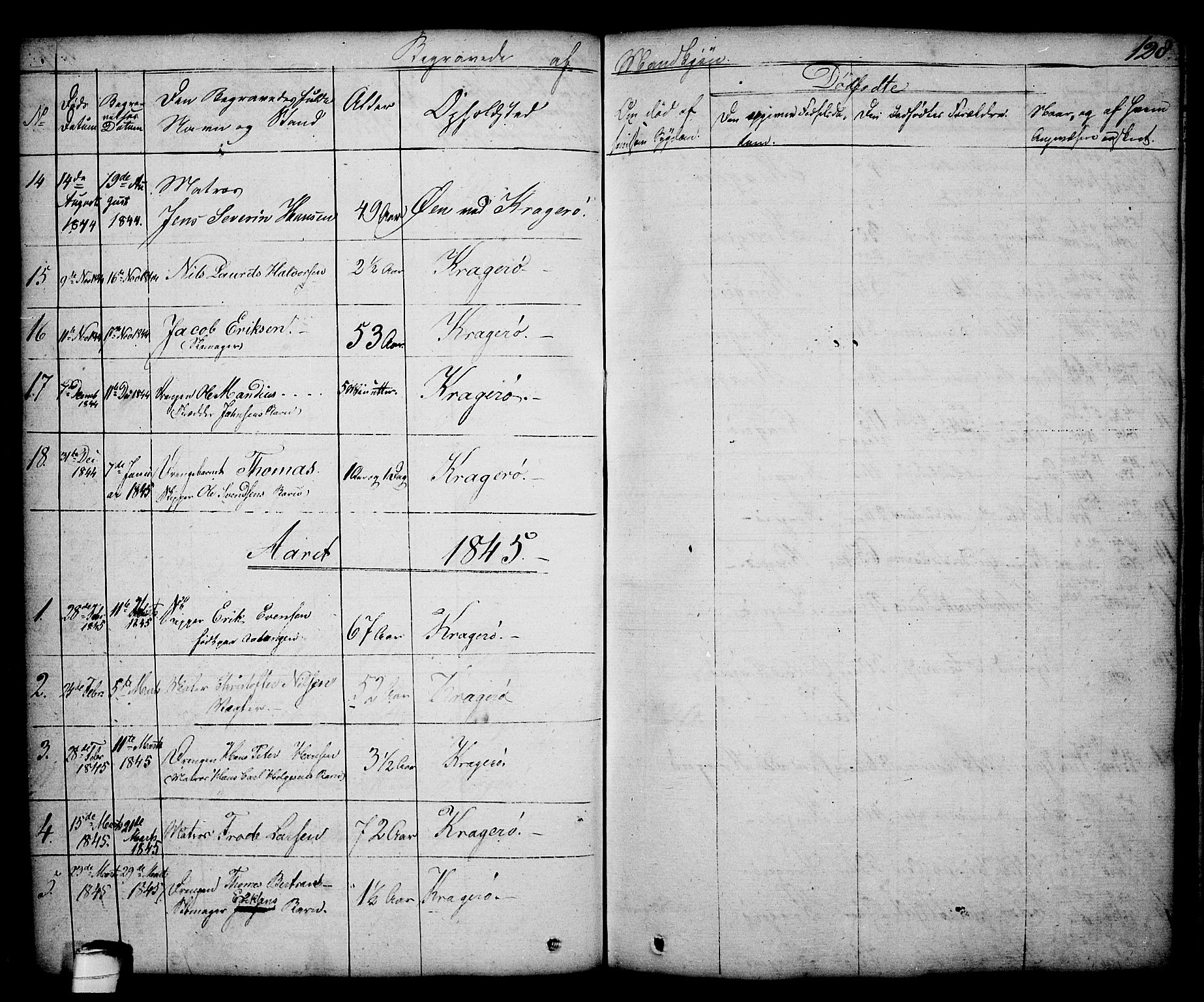 Kragerø kirkebøker, SAKO/A-278/G/Ga/L0003: Parish register (copy) no. 3, 1832-1852, p. 128