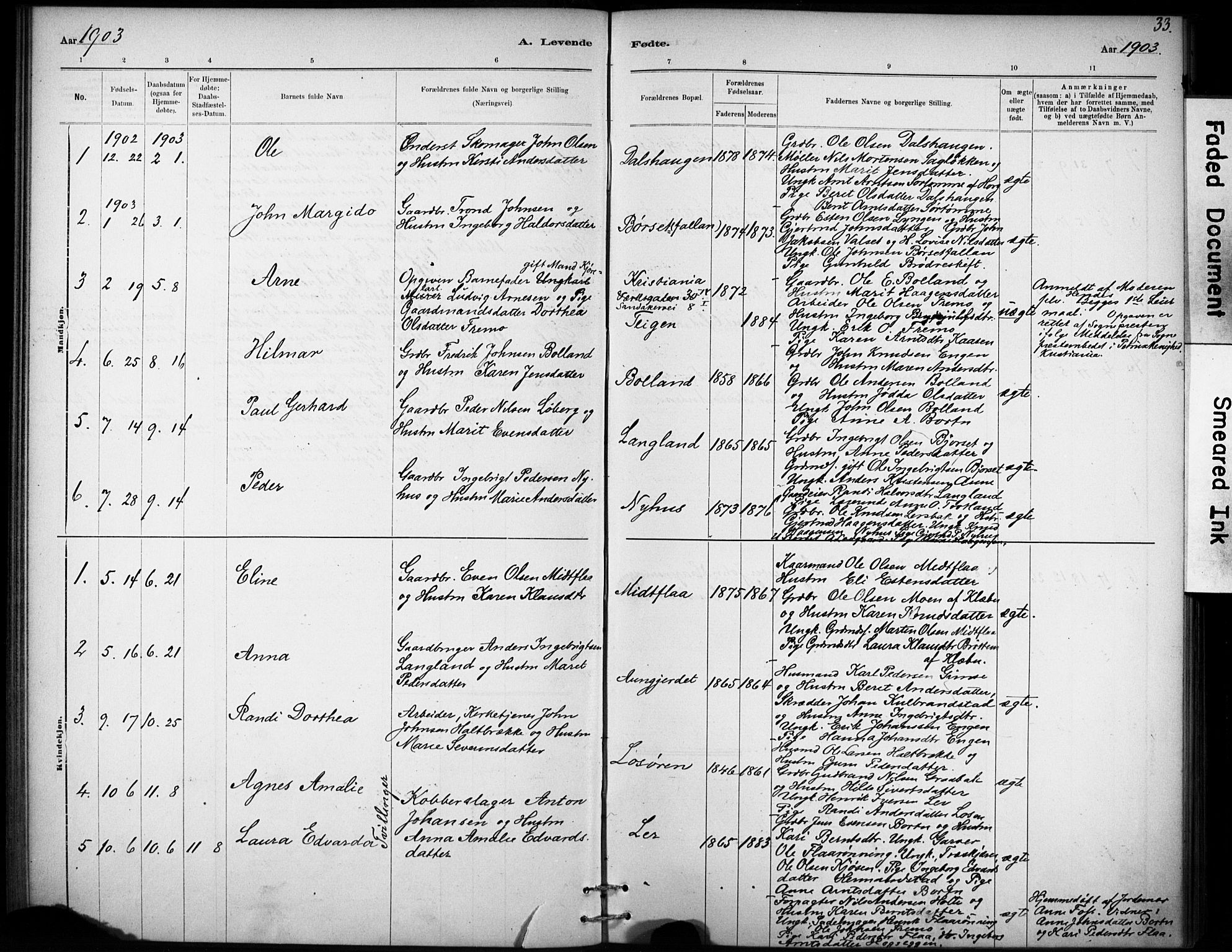 Ministerialprotokoller, klokkerbøker og fødselsregistre - Sør-Trøndelag, AV/SAT-A-1456/693/L1119: Parish register (official) no. 693A01, 1887-1905, p. 33