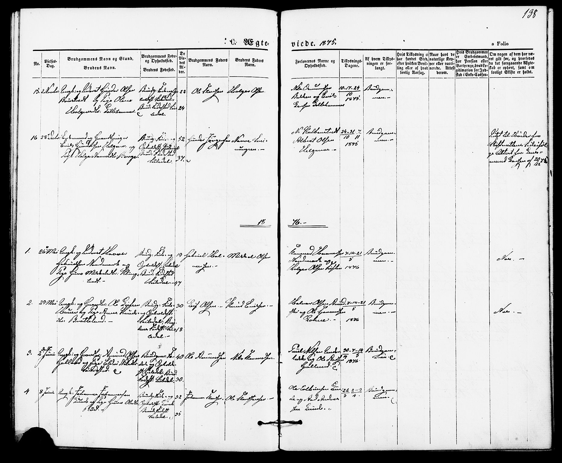 Suldal sokneprestkontor, AV/SAST-A-101845/01/IV/L0010: Parish register (official) no. A 10, 1869-1878, p. 138