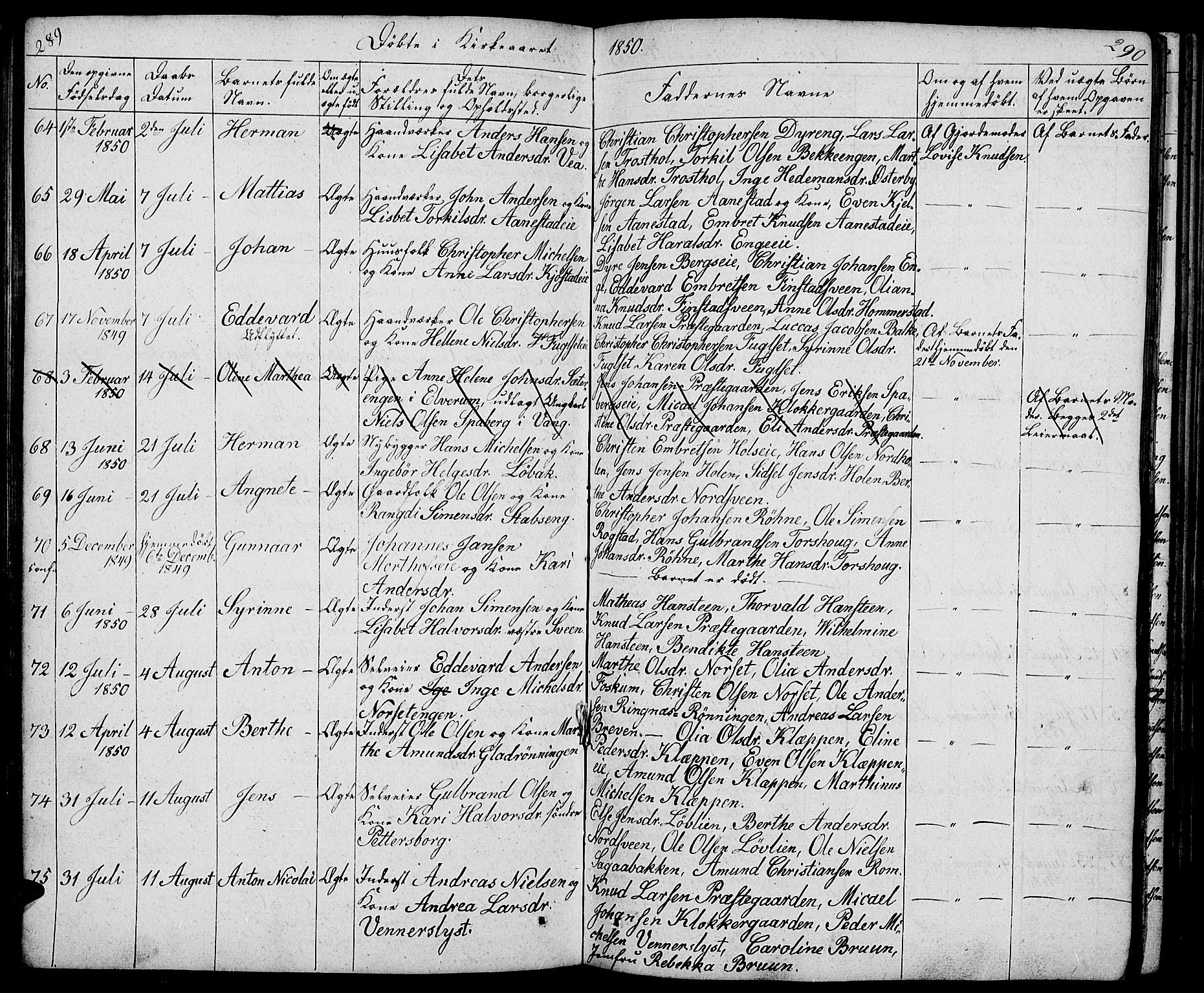 Løten prestekontor, AV/SAH-PREST-022/L/La/L0002: Parish register (copy) no. 2, 1832-1850, p. 289-290