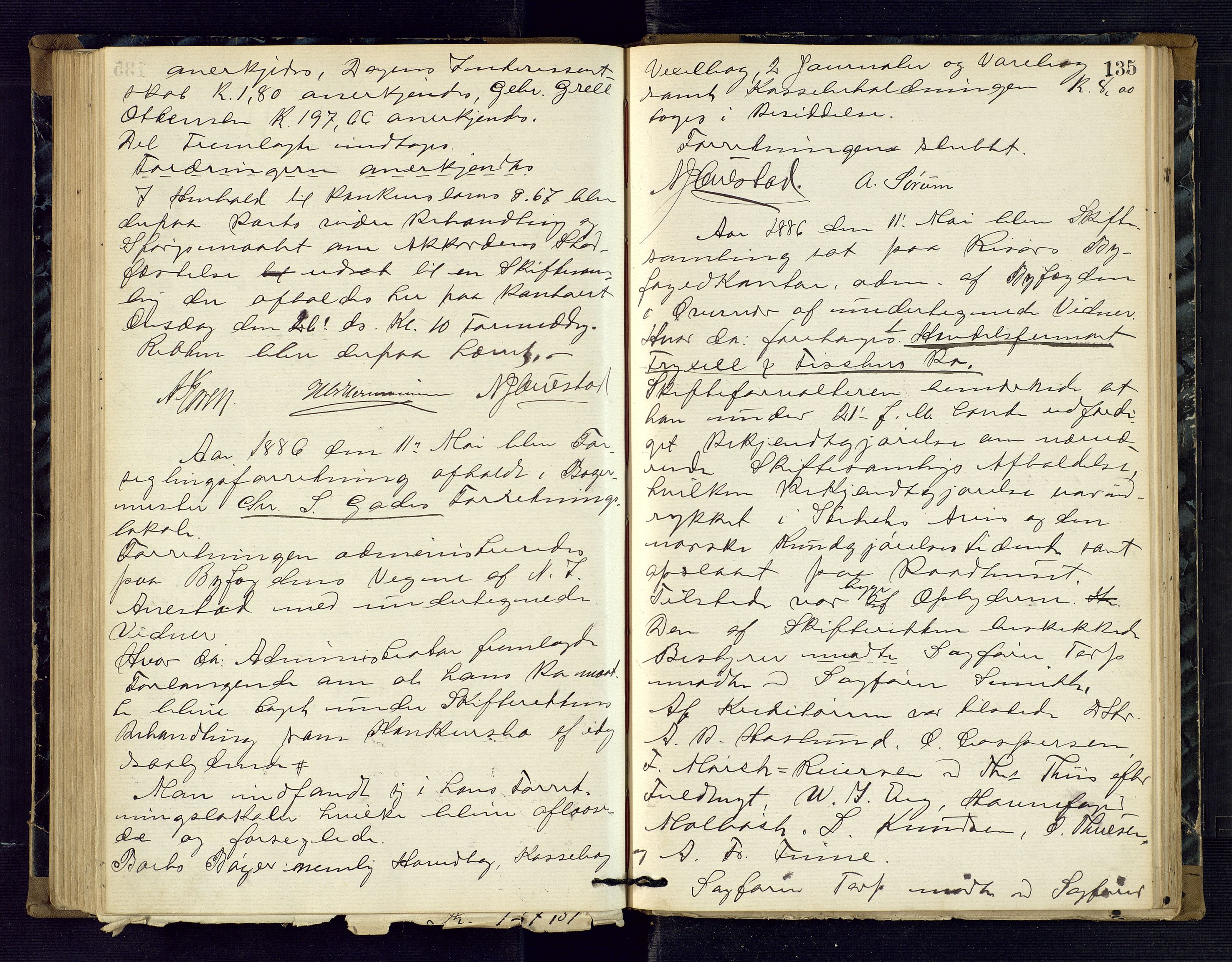 Risør byfogd, AV/SAK-1222-0005/H/Hc/L0004: Skifteprotokoll nr. 3B, 1882-1886, p. 135