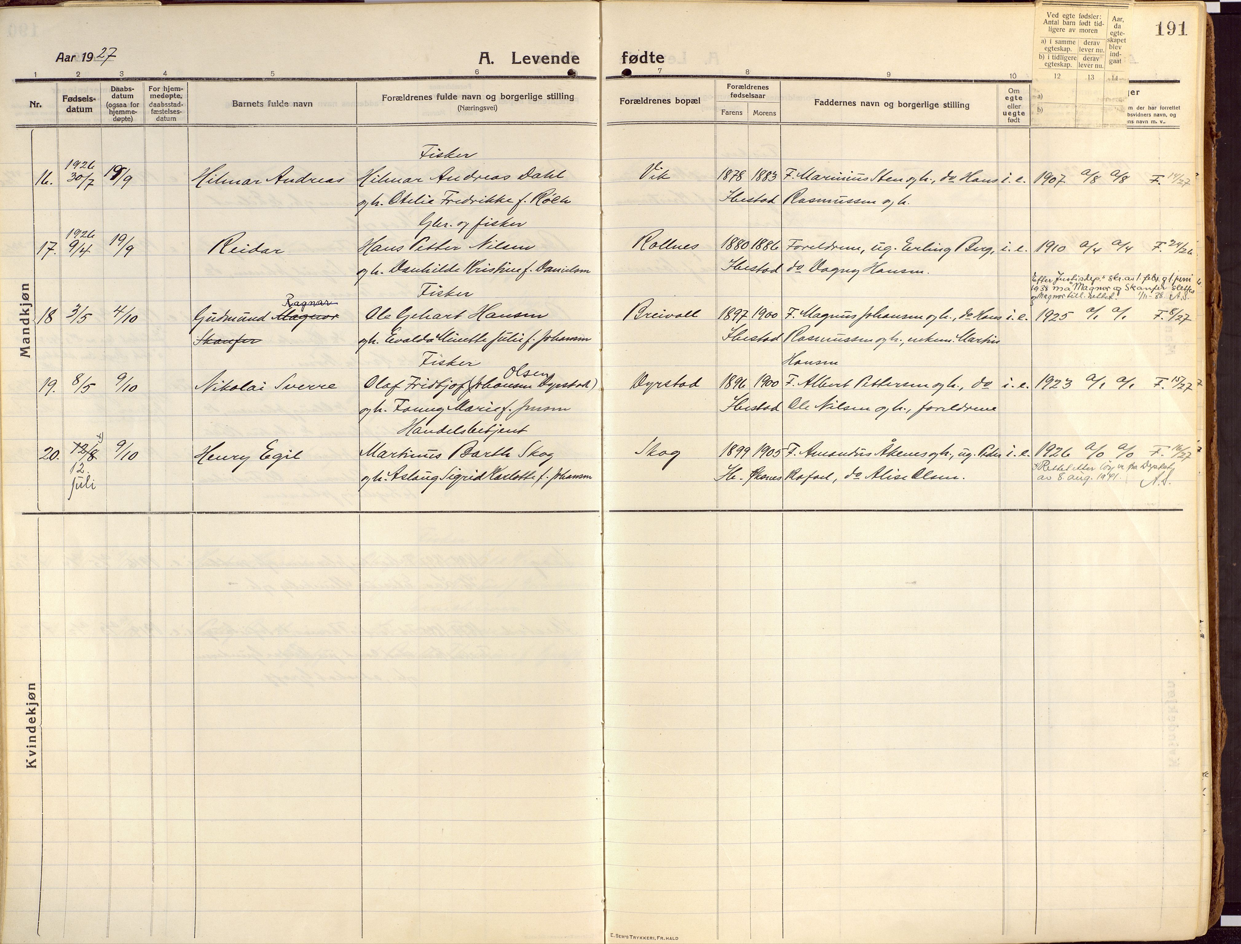 Ibestad sokneprestembete, AV/SATØ-S-0077/H/Ha/Haa/L0018kirke: Parish register (official) no. 18, 1915-1929, p. 191