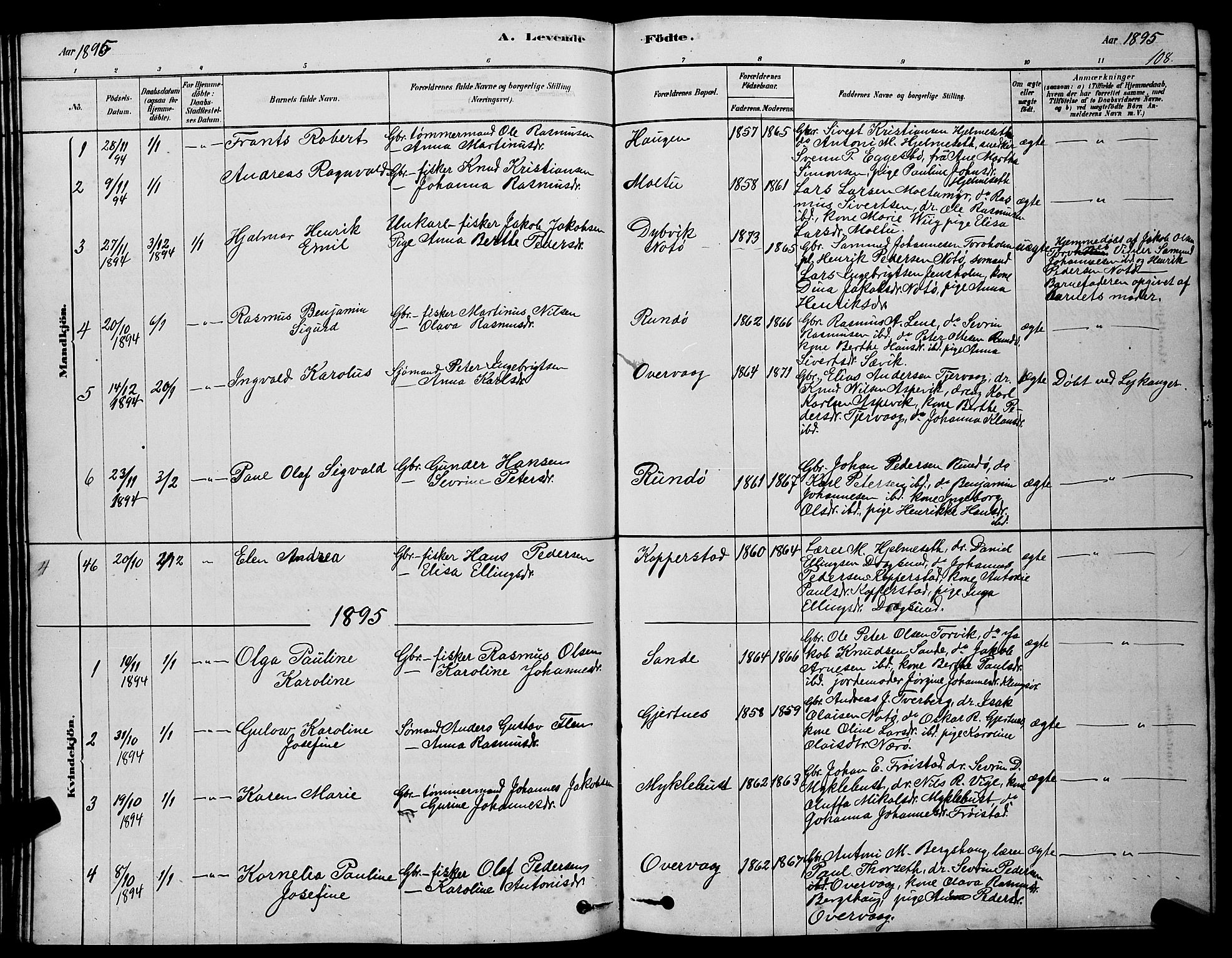 Ministerialprotokoller, klokkerbøker og fødselsregistre - Møre og Romsdal, AV/SAT-A-1454/507/L0081: Parish register (copy) no. 507C04, 1878-1898, p. 108