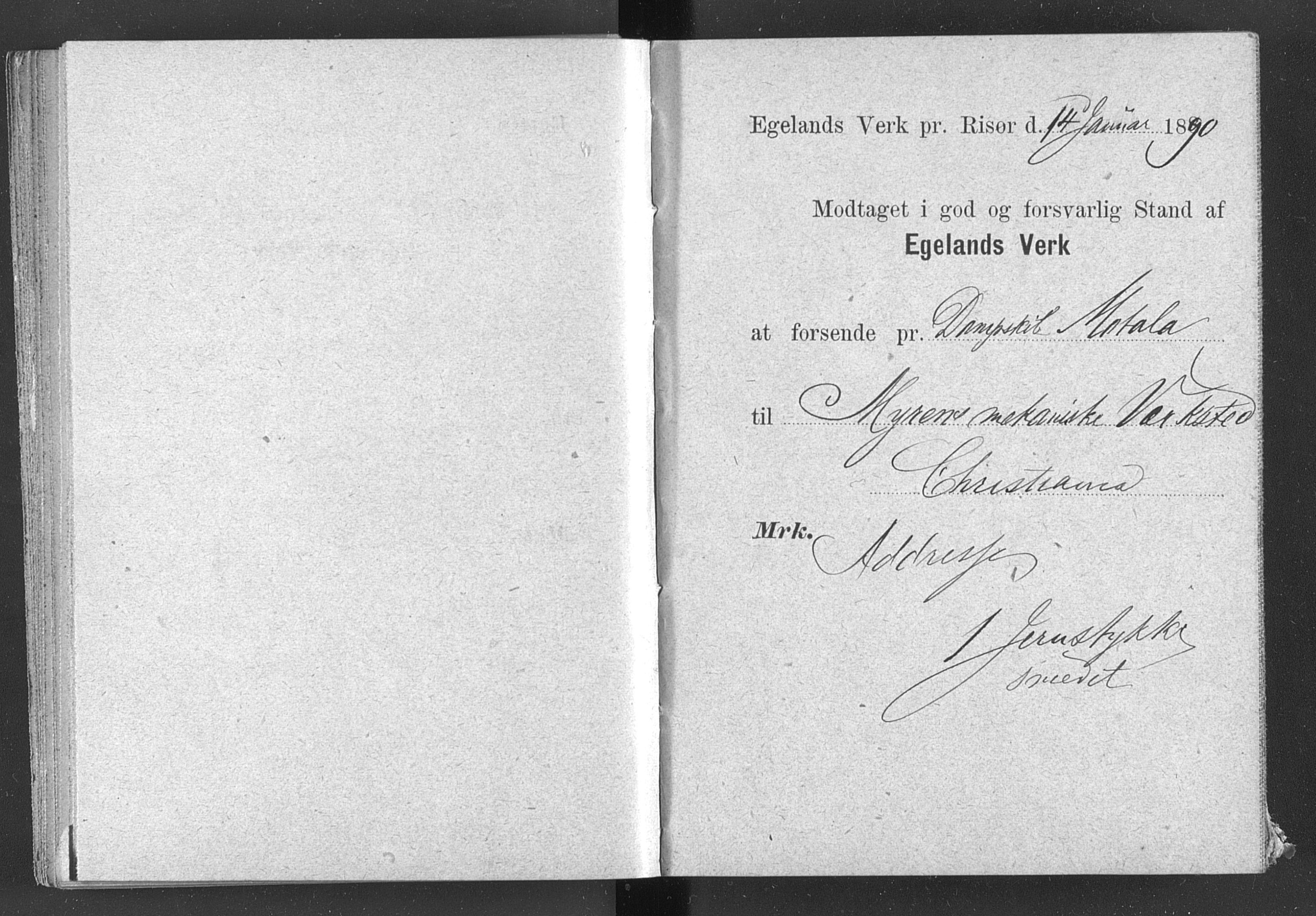 Egelands Jernverk, AAKS/PA-1907/01/L0029: Kvitteringsbok, 1888-1895