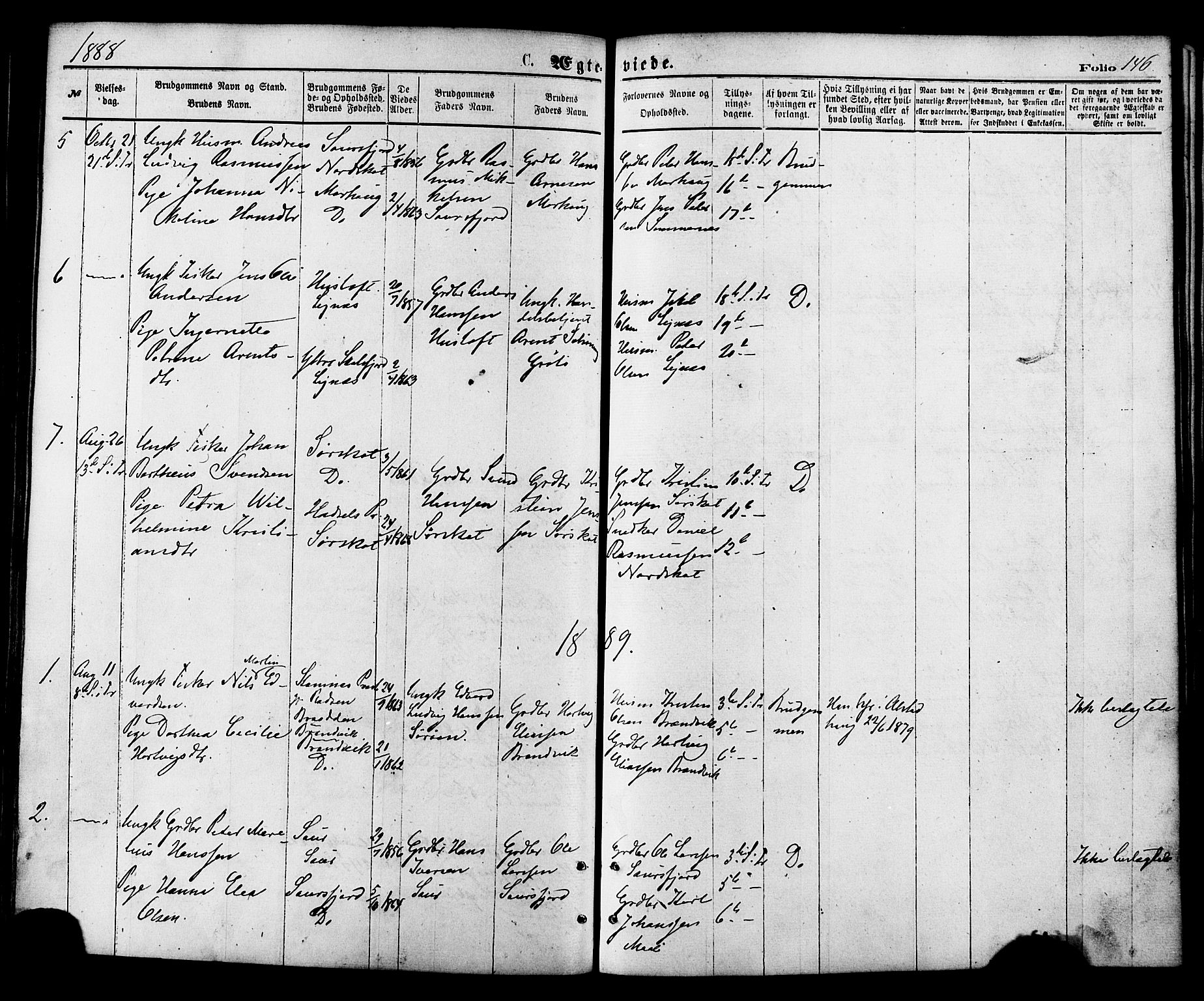 Ministerialprotokoller, klokkerbøker og fødselsregistre - Nordland, AV/SAT-A-1459/857/L0821: Parish register (official) no. 857A01, 1875-1889, p. 146