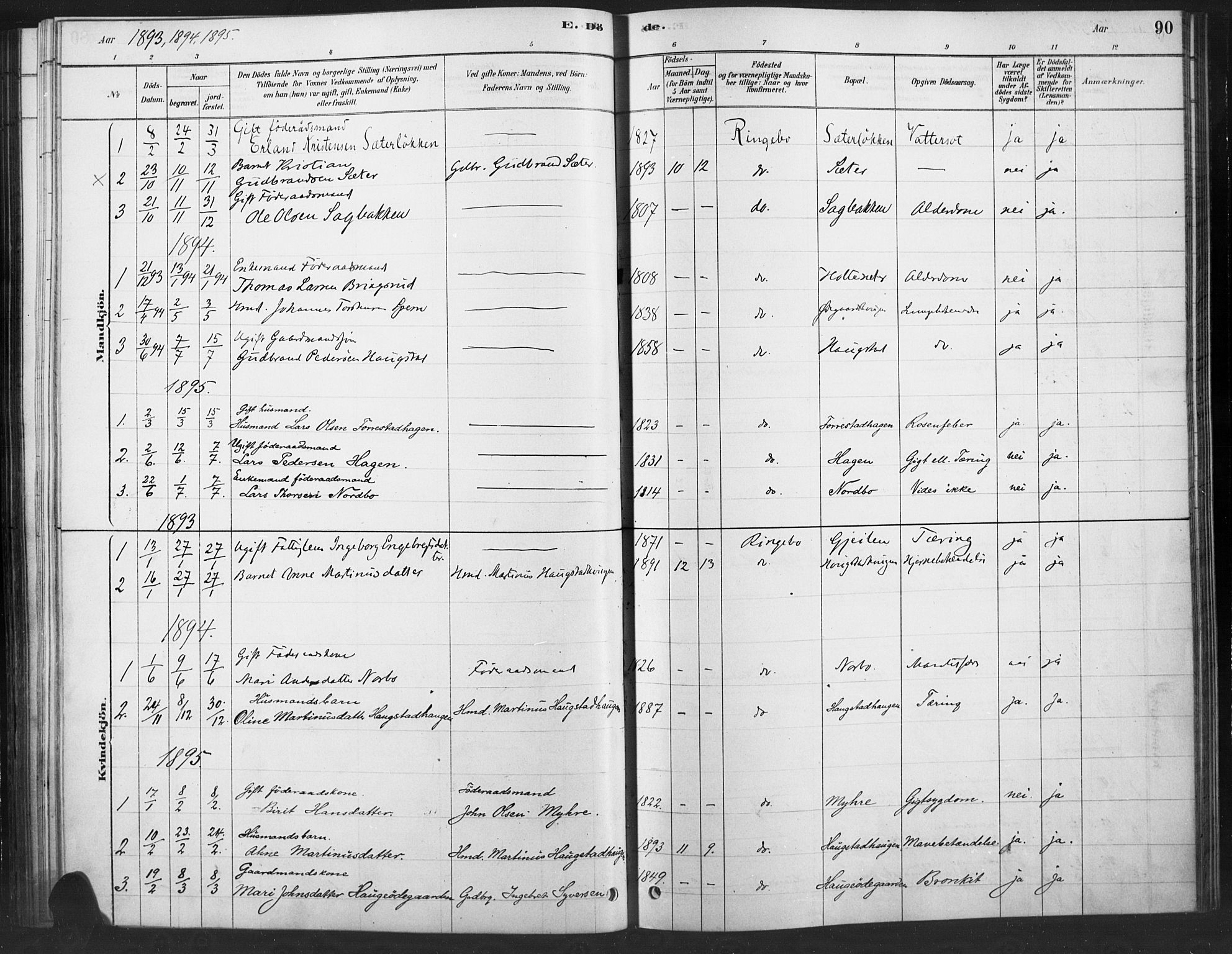 Ringebu prestekontor, SAH/PREST-082/H/Ha/Haa/L0010: Parish register (official) no. 10, 1878-1898, p. 90