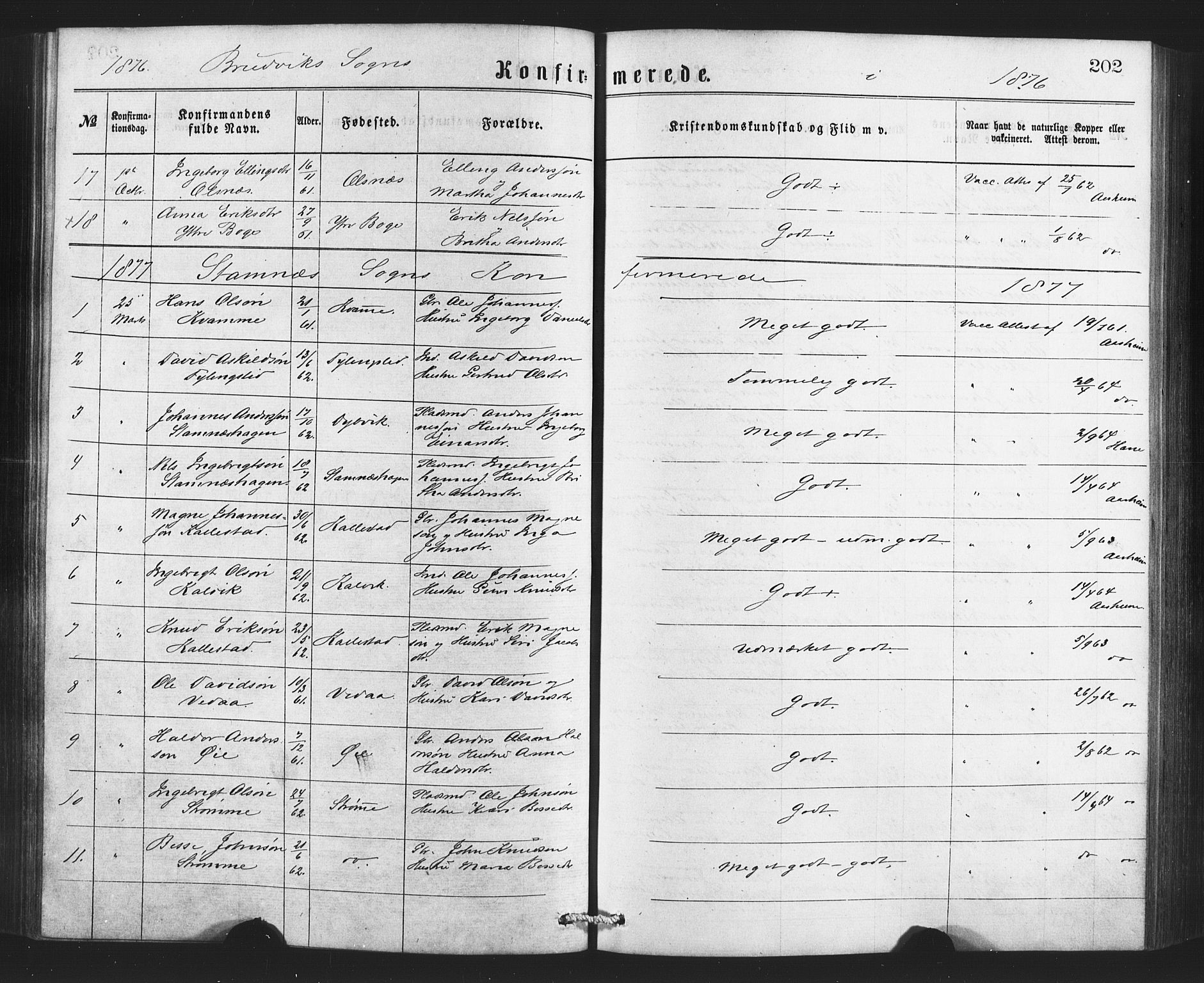 Bruvik Sokneprestembete, SAB/A-74701/H/Haa: Parish register (official) no. A 1, 1869-1877, p. 202
