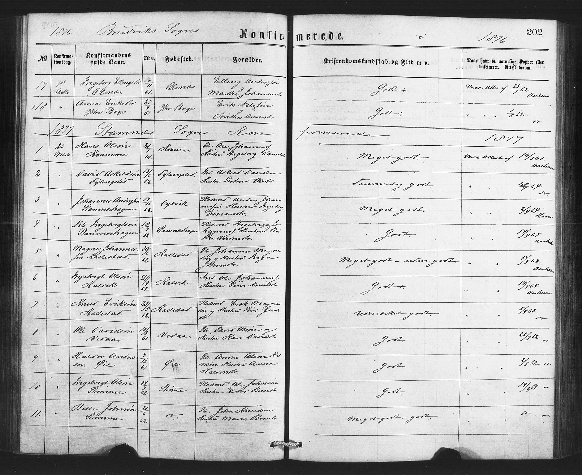 Bruvik Sokneprestembete, AV/SAB-A-74701/H/Haa: Parish register (official) no. A 1, 1869-1877, p. 202