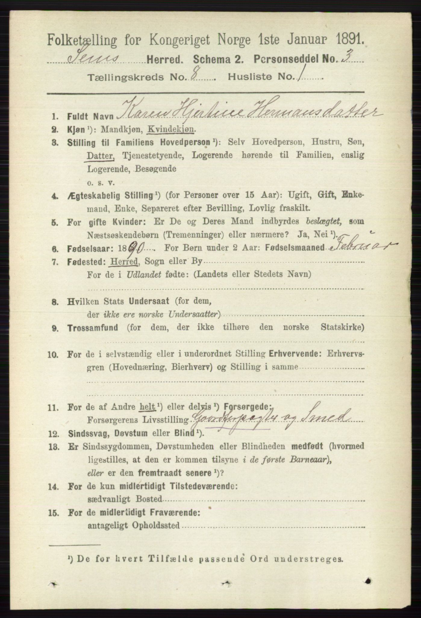 RA, 1891 census for 0721 Sem, 1891, p. 3819