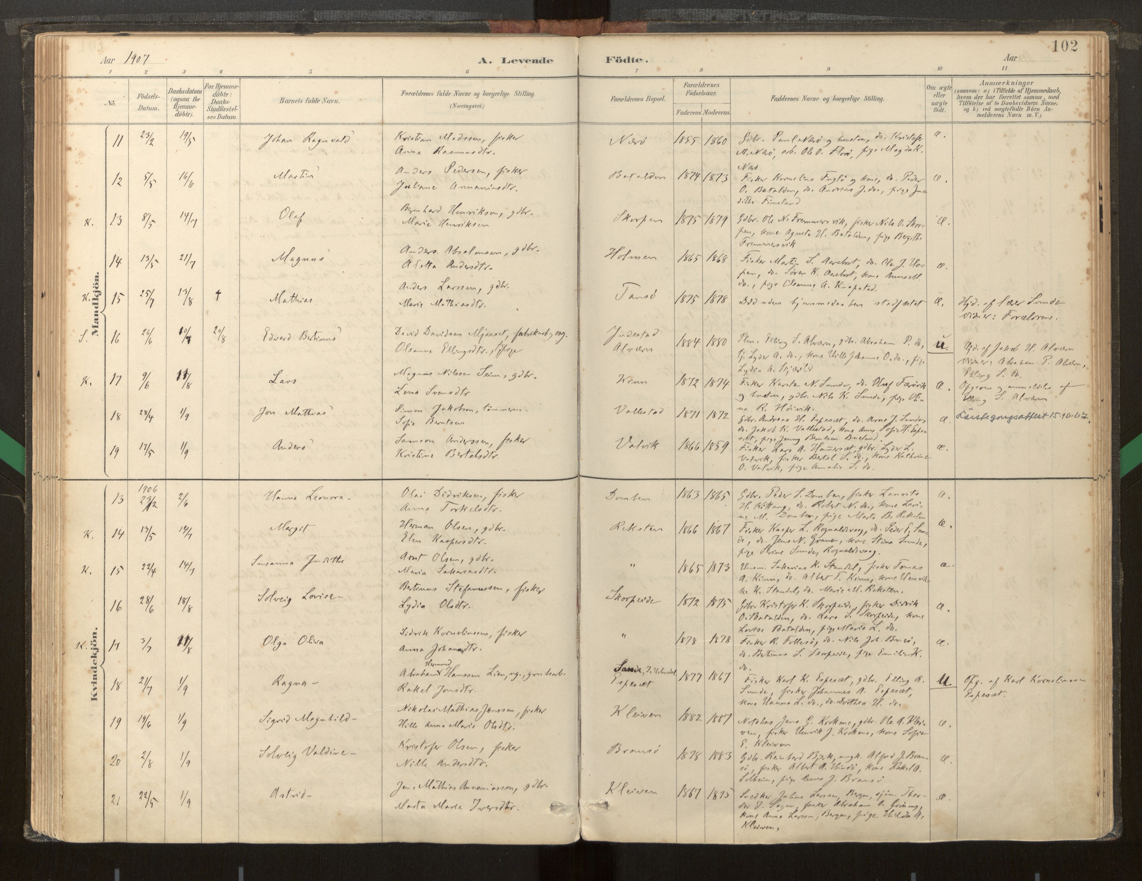 Kinn sokneprestembete, AV/SAB-A-80801/H/Haa/Haab/L0001: Parish register (official) no. B 1, 1886-1921, p. 102