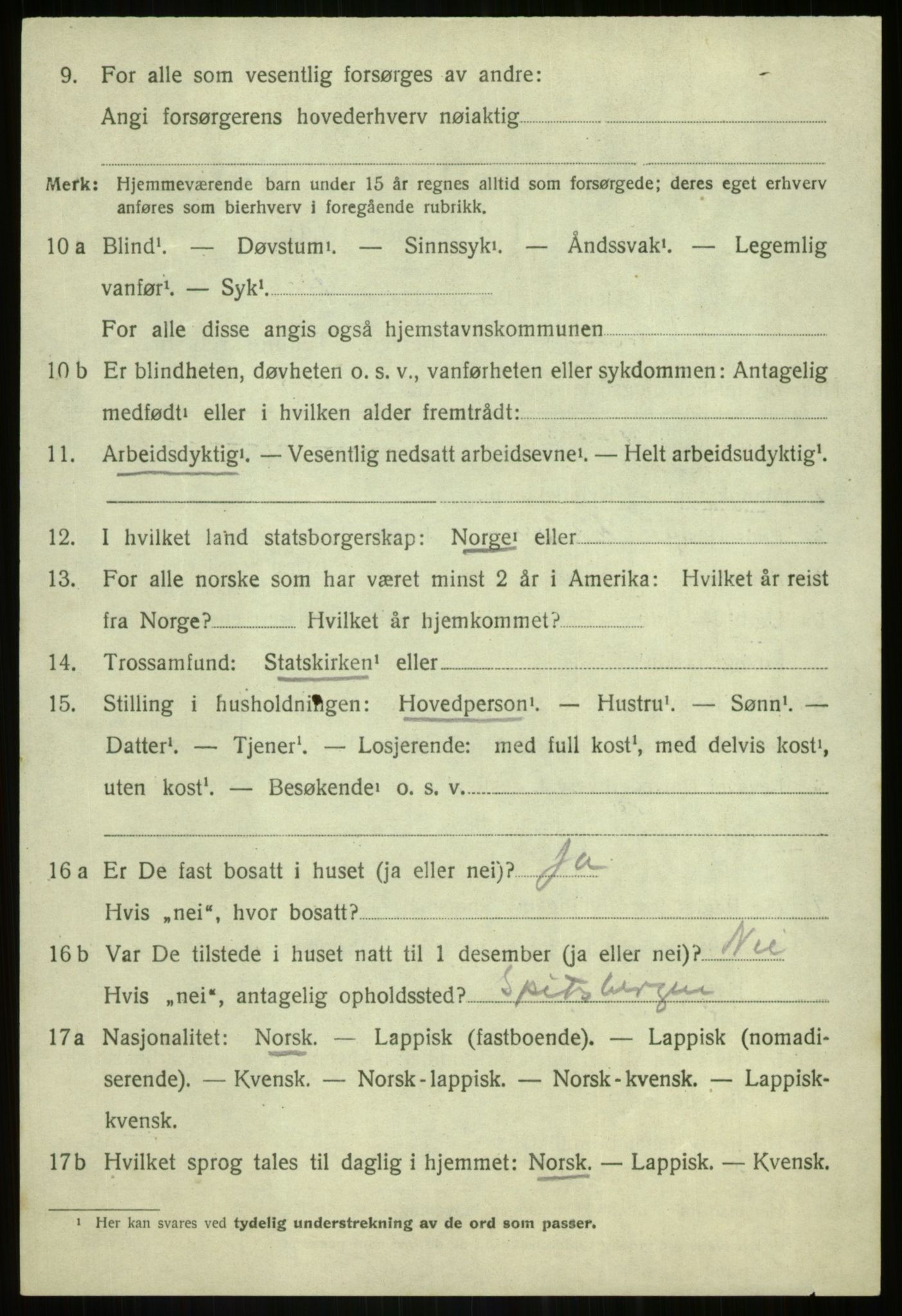 SATØ, 1920 census for Torsken, 1920, p. 1618