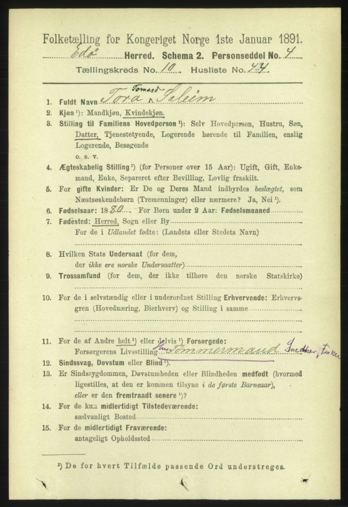 RA, 1891 census for 1573 Edøy, 1891, p. 2876