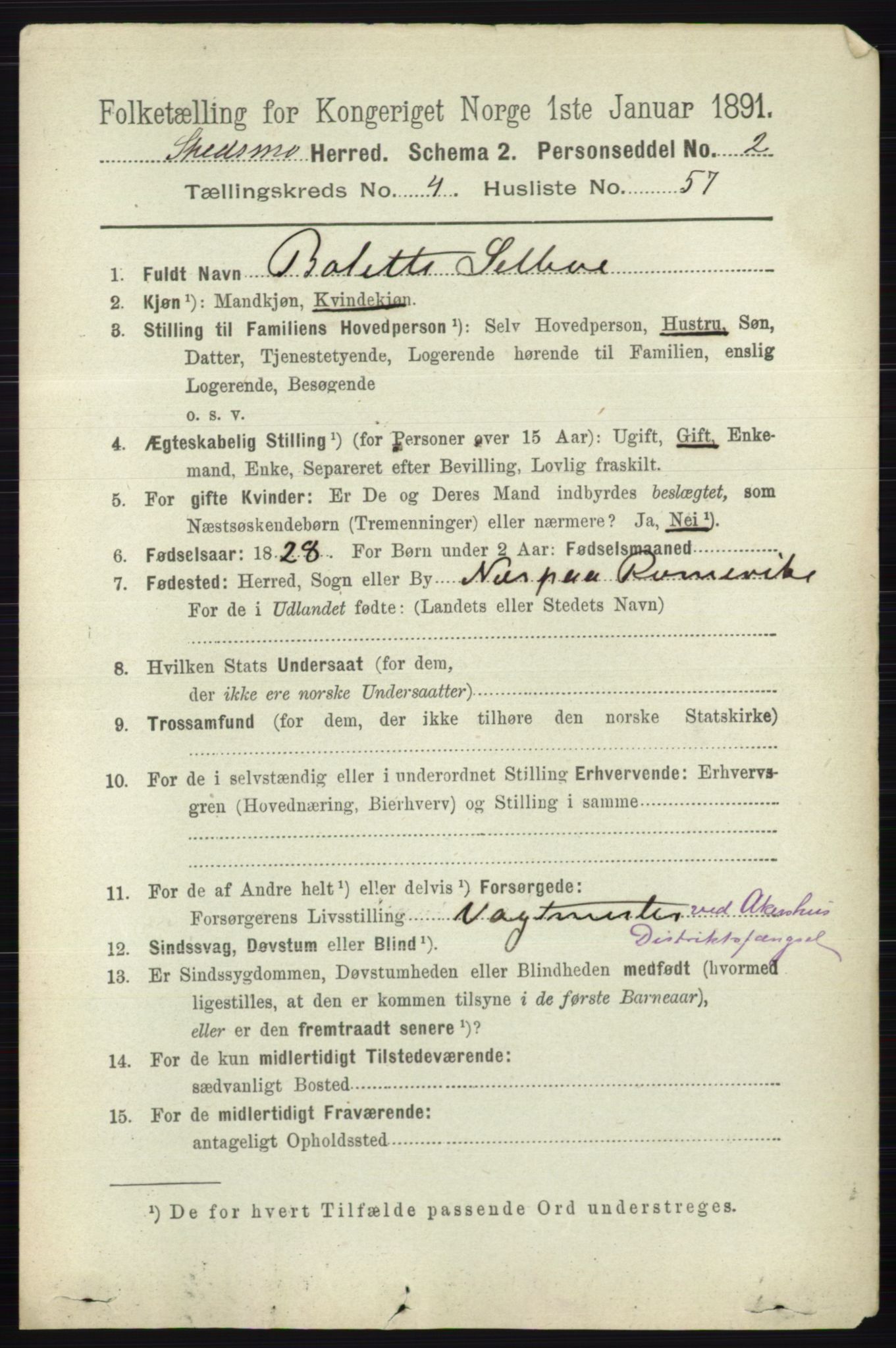 RA, 1891 census for 0231 Skedsmo, 1891, p. 2191