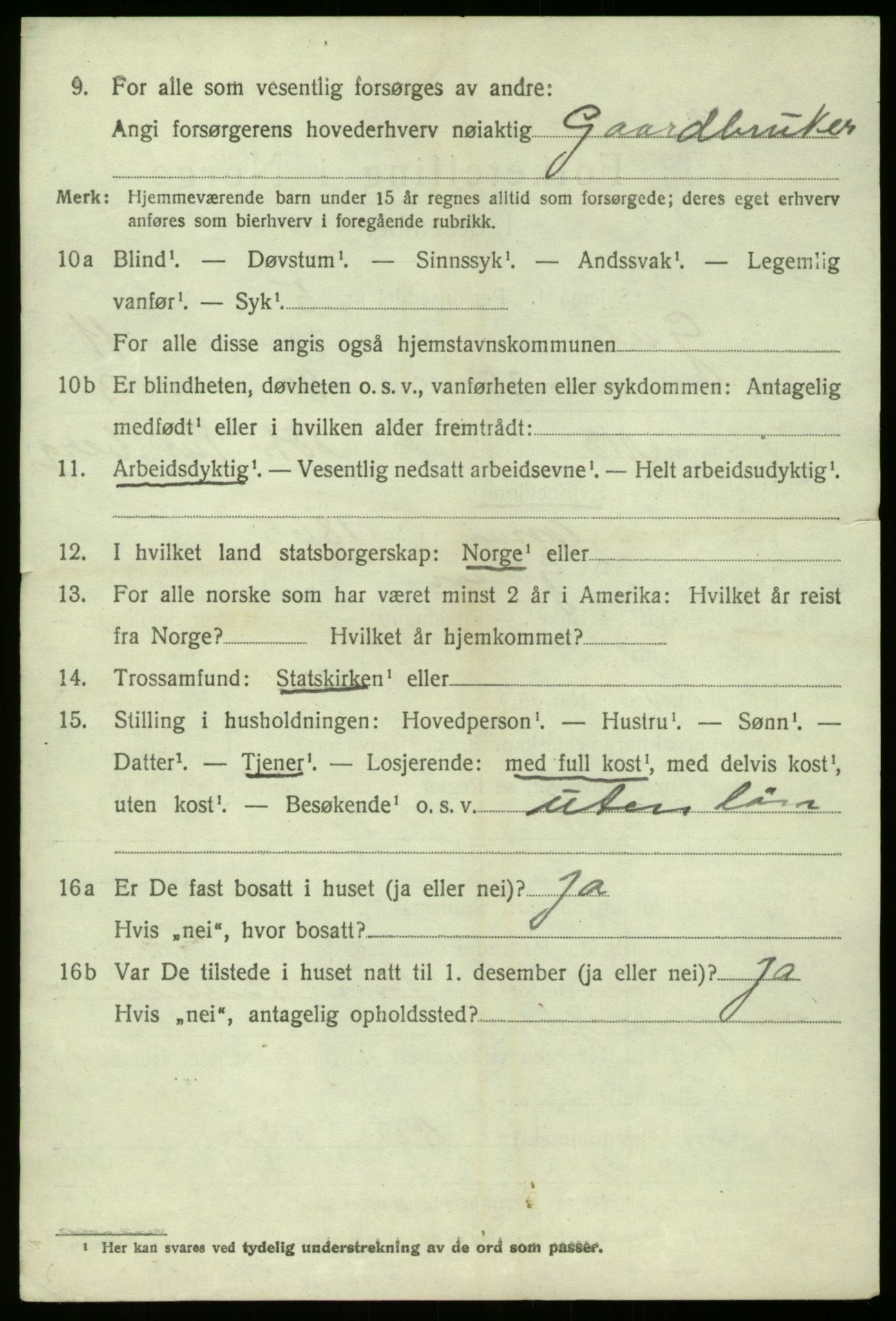 SAB, 1920 census for Gulen, 1920, p. 5400