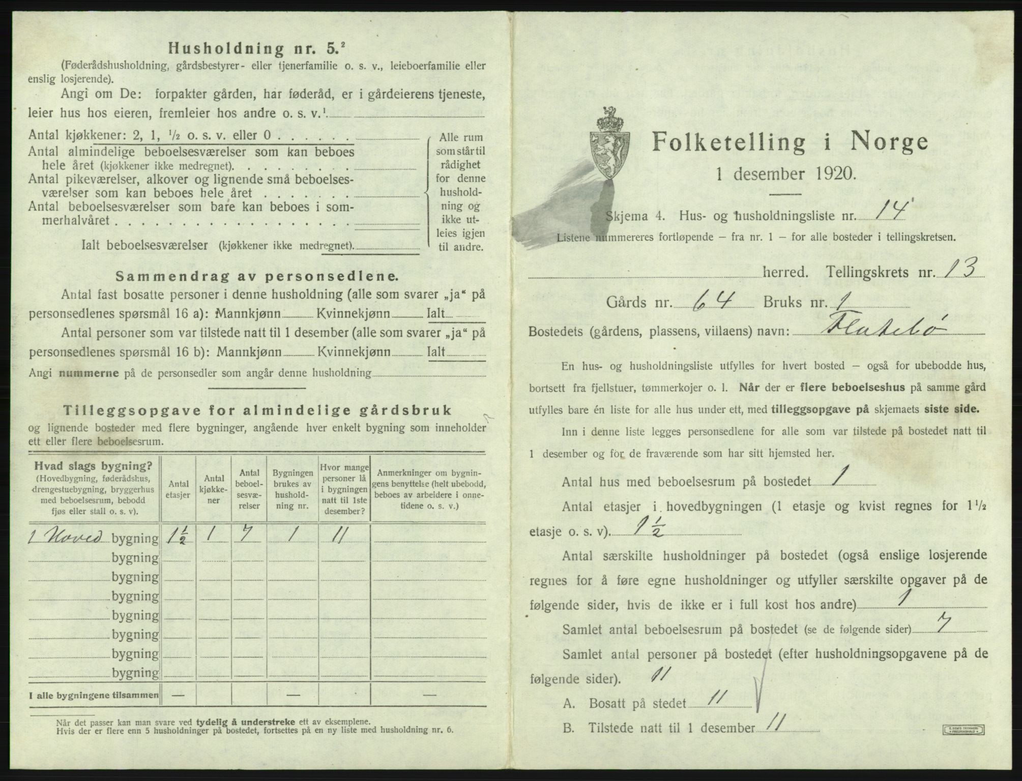 SAB, 1920 census for Kvam, 1920, p. 1146