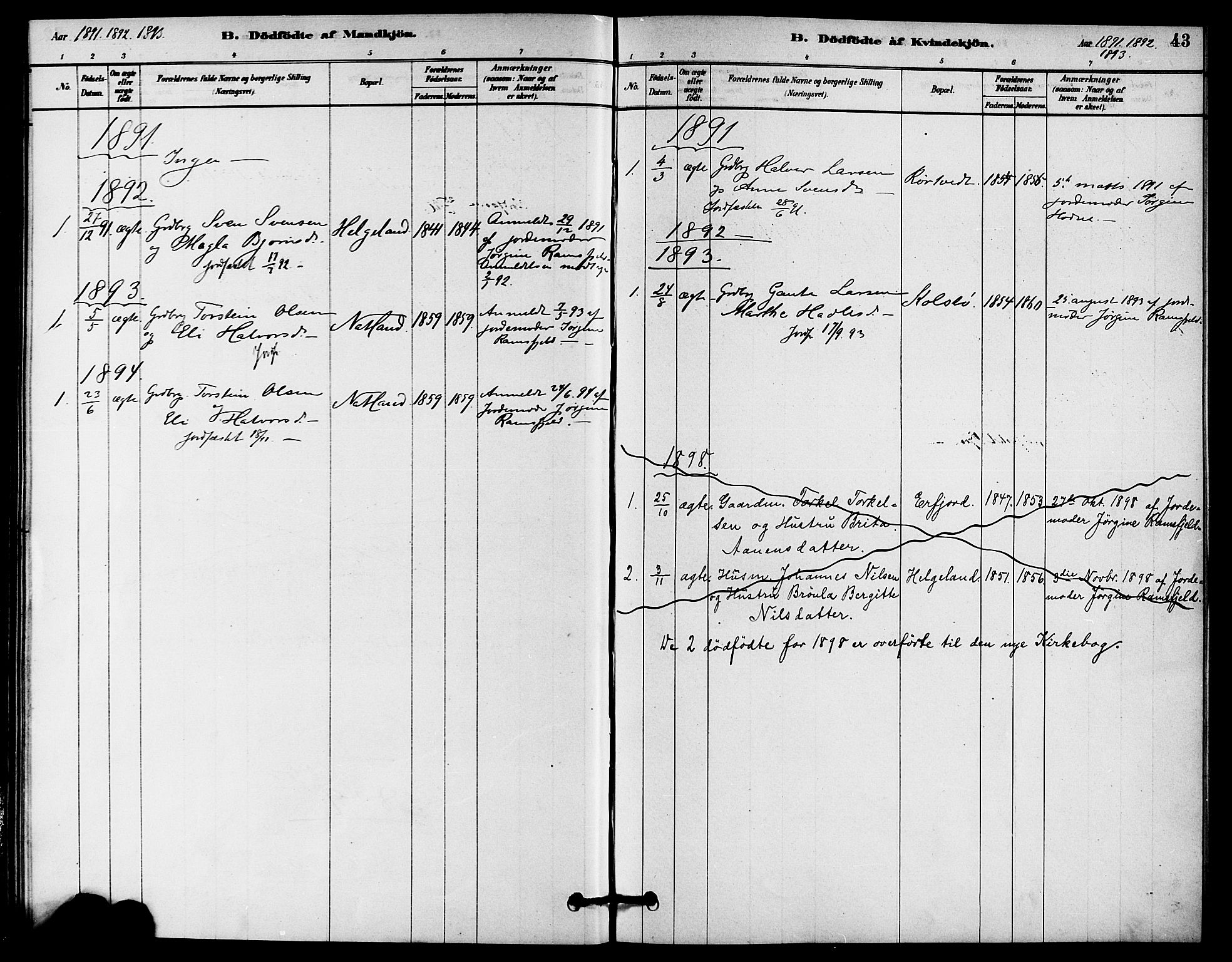 Jelsa sokneprestkontor, AV/SAST-A-101842/01/IV: Parish register (official) no. A 9, 1878-1898, p. 43