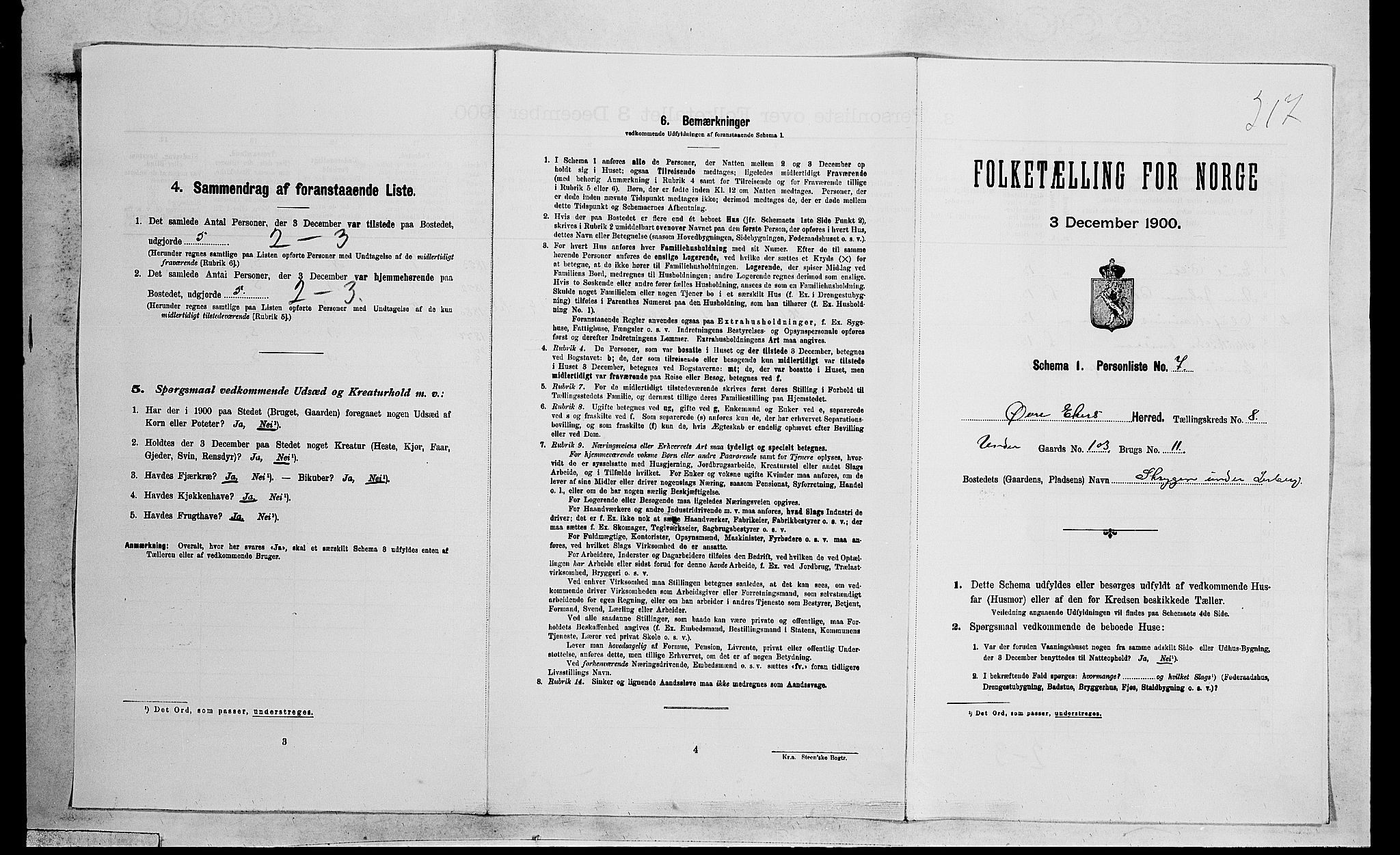 RA, 1900 census for Øvre Eiker, 1900, p. 1481