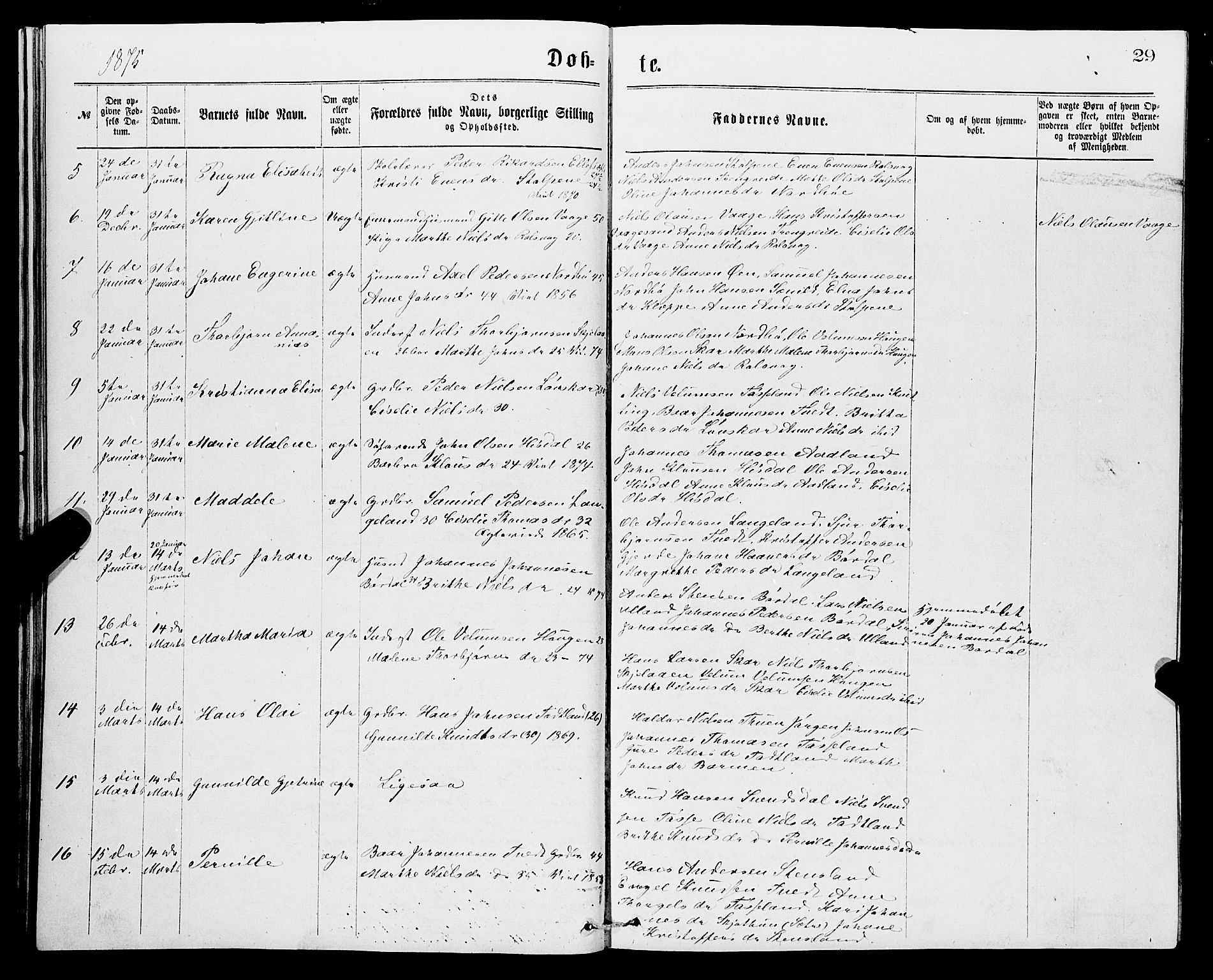 Samnanger Sokneprestembete, SAB/A-77501/H/Hab: Parish register (copy) no. A 1, 1869-1878, p. 29
