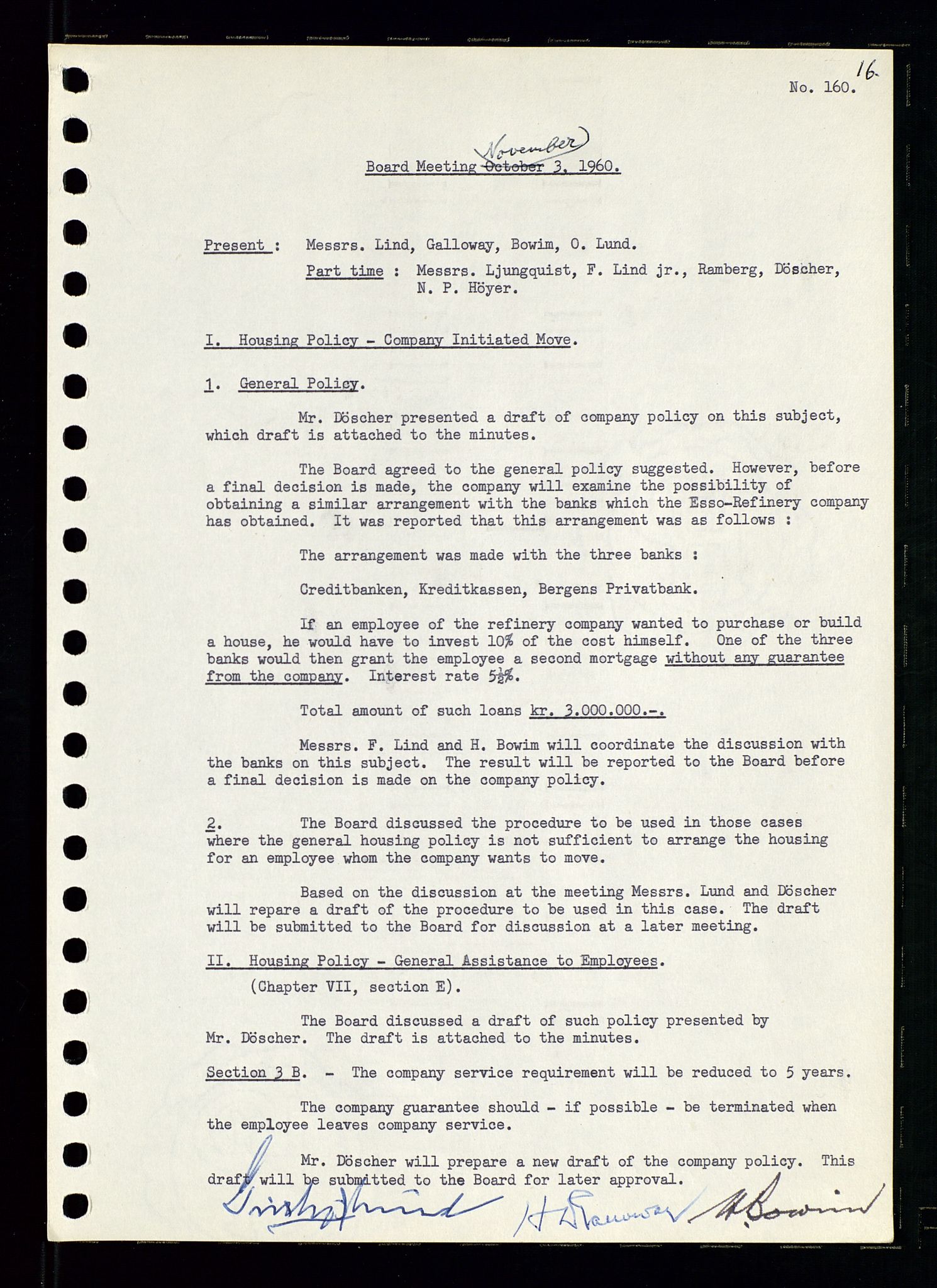 Pa 0982 - Esso Norge A/S, AV/SAST-A-100448/A/Aa/L0001/0002: Den administrerende direksjon Board minutes (styrereferater) / Den administrerende direksjon Board minutes (styrereferater), 1960-1961, p. 63