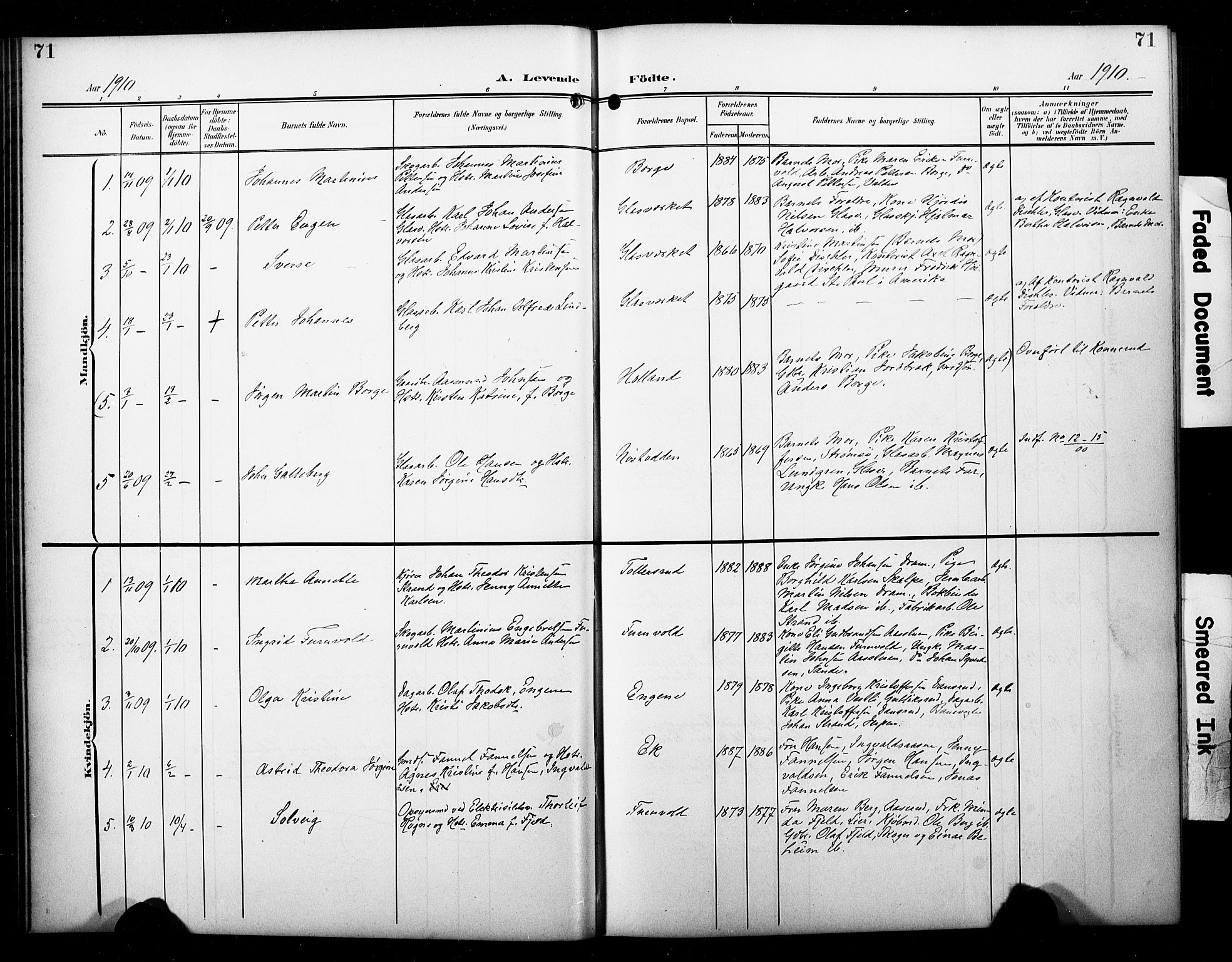 Skoger kirkebøker, SAKO/A-59/G/Ga/L0003: Parish register (copy) no. I 3, 1900-1927, p. 71