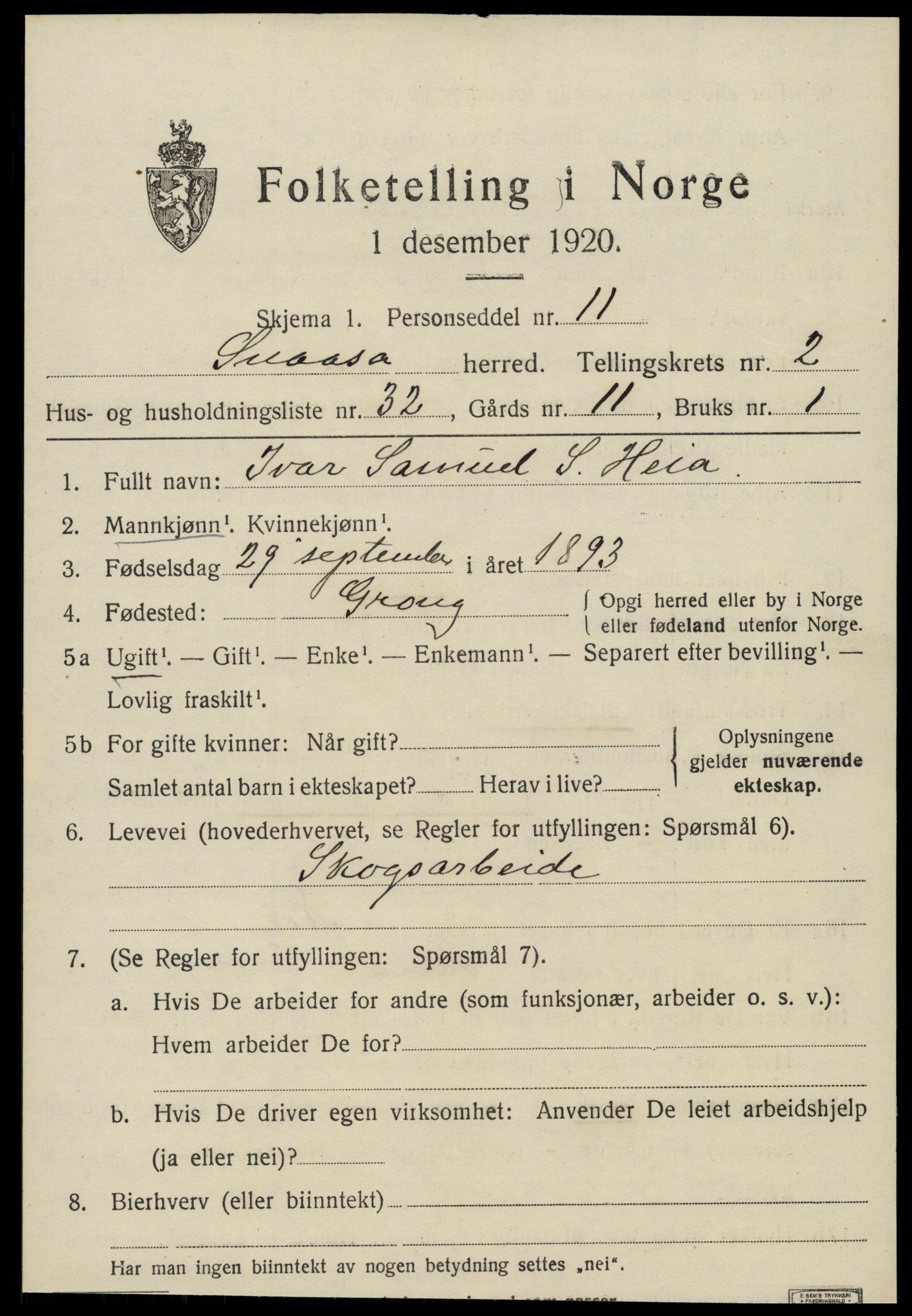 SAT, 1920 census for Snåsa, 1920, p. 1528